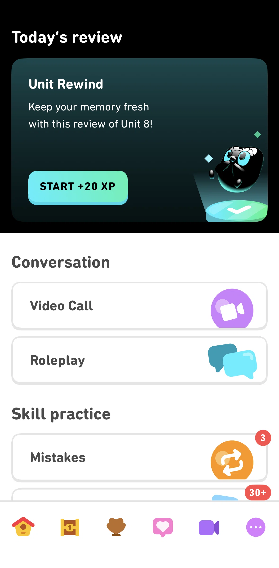 Duolingo Screen screen in the Roleplay flow