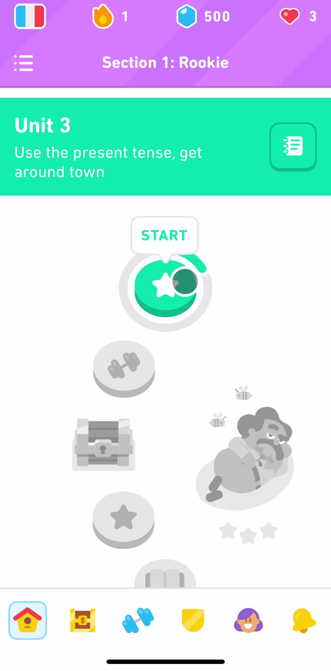 Duolingo Home screen in the Upgrading Your Account flow