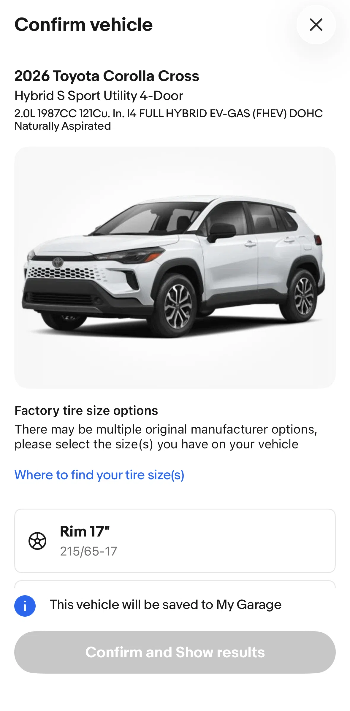 Ebay Screen screen in the About tires flow