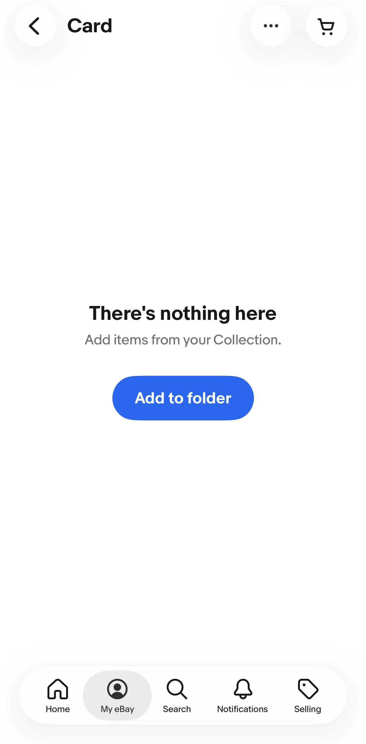 Ebay Screen screen in the Adding a product to a folder flow