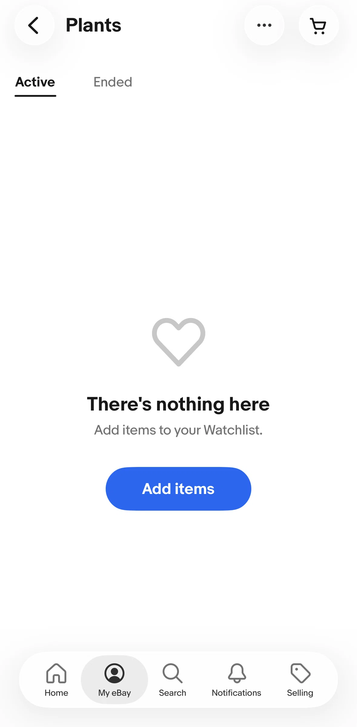 Ebay Screen screen in the Adding products to a list flow