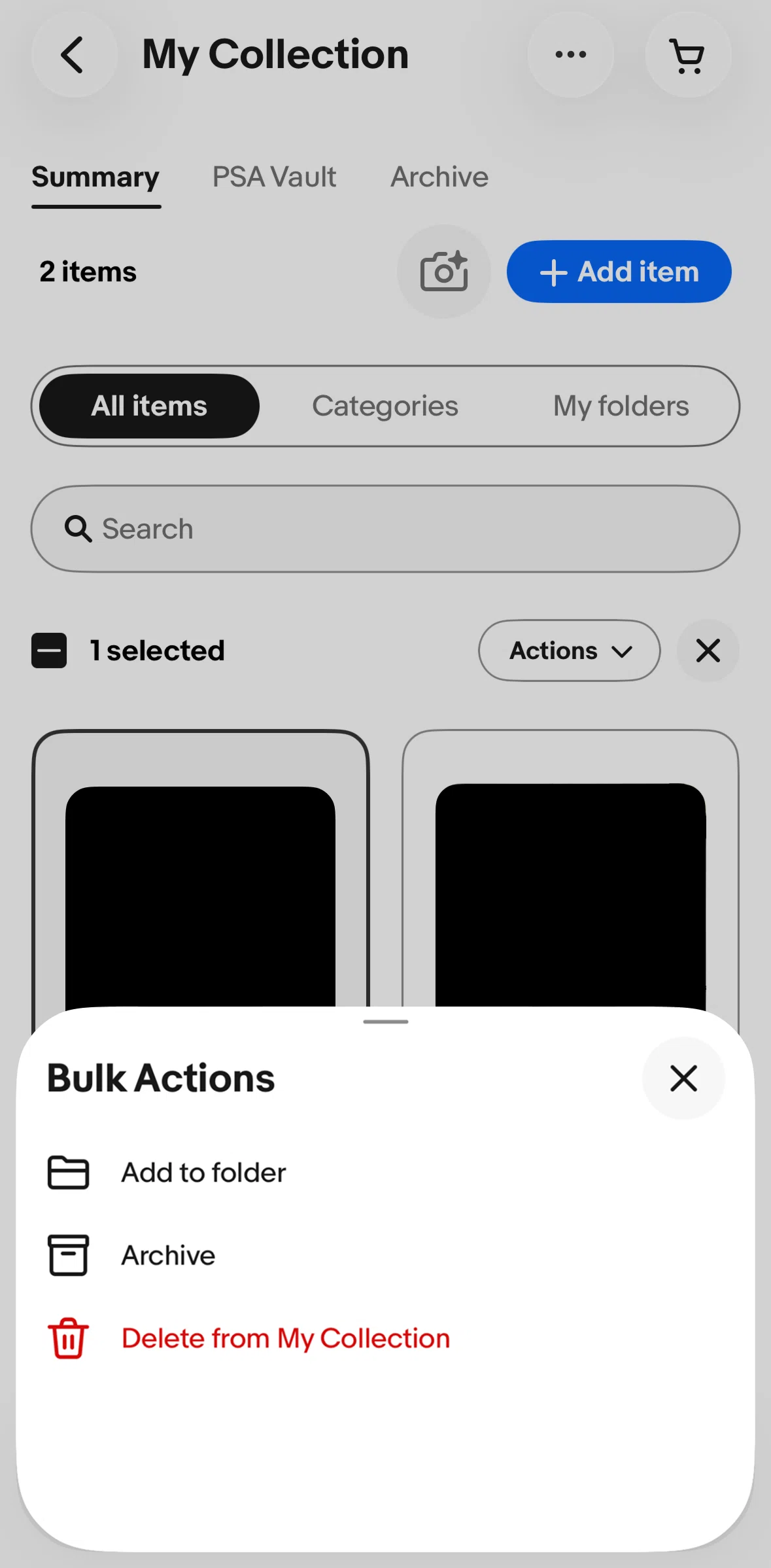 Ebay Screen screen in the Archiving a product flow