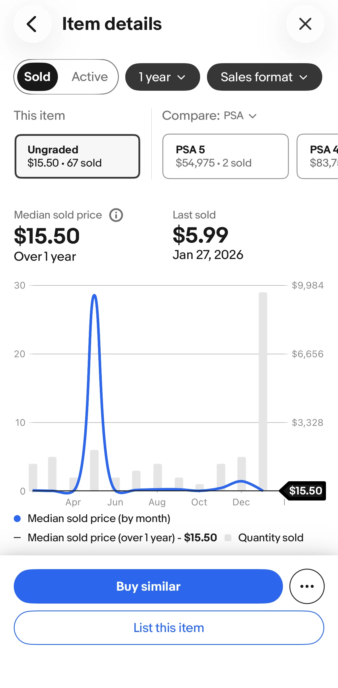 Ebay Screen screen in the Comparing grader prices flow