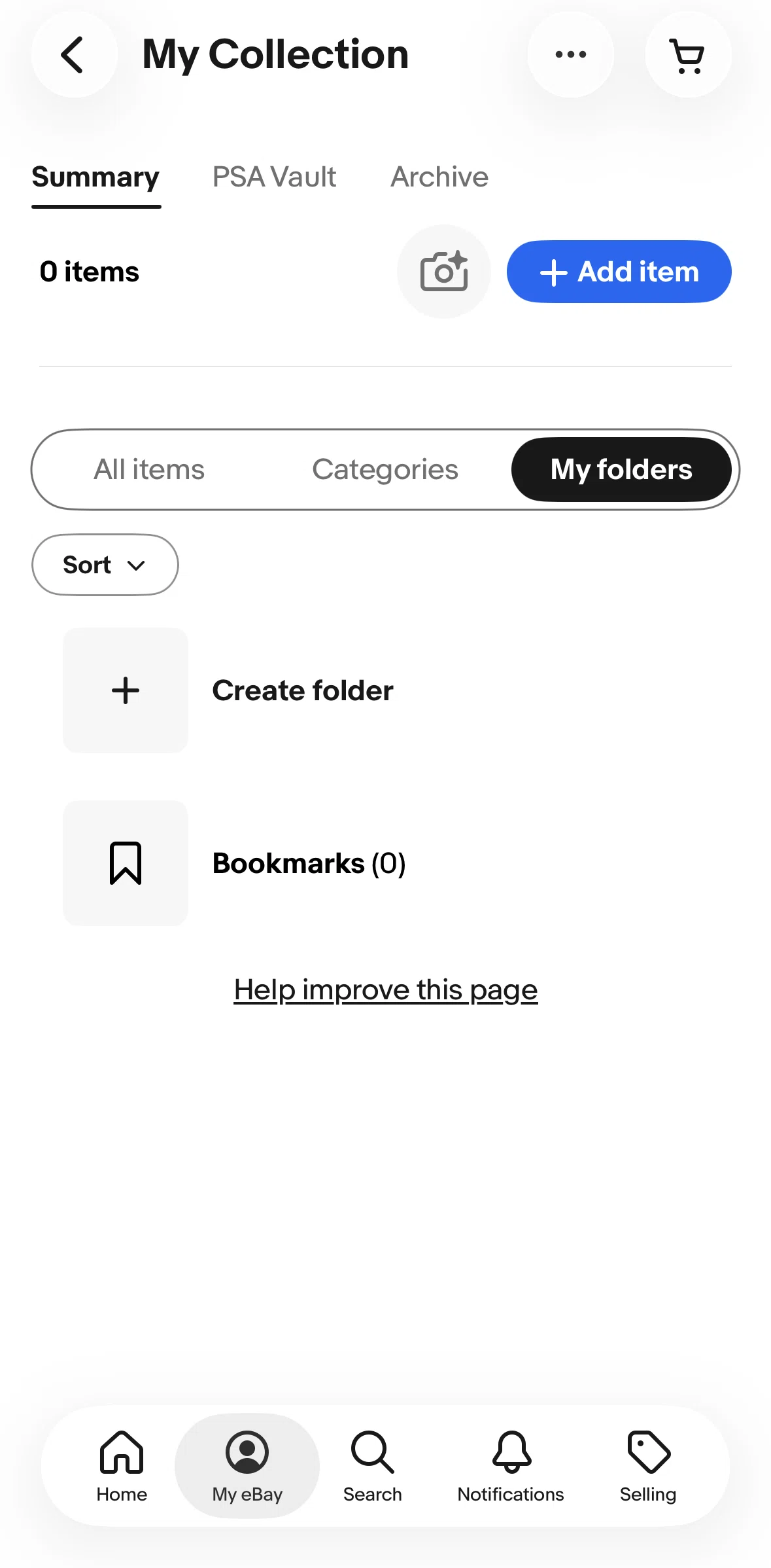 Ebay Screen screen in the Creating a folder flow