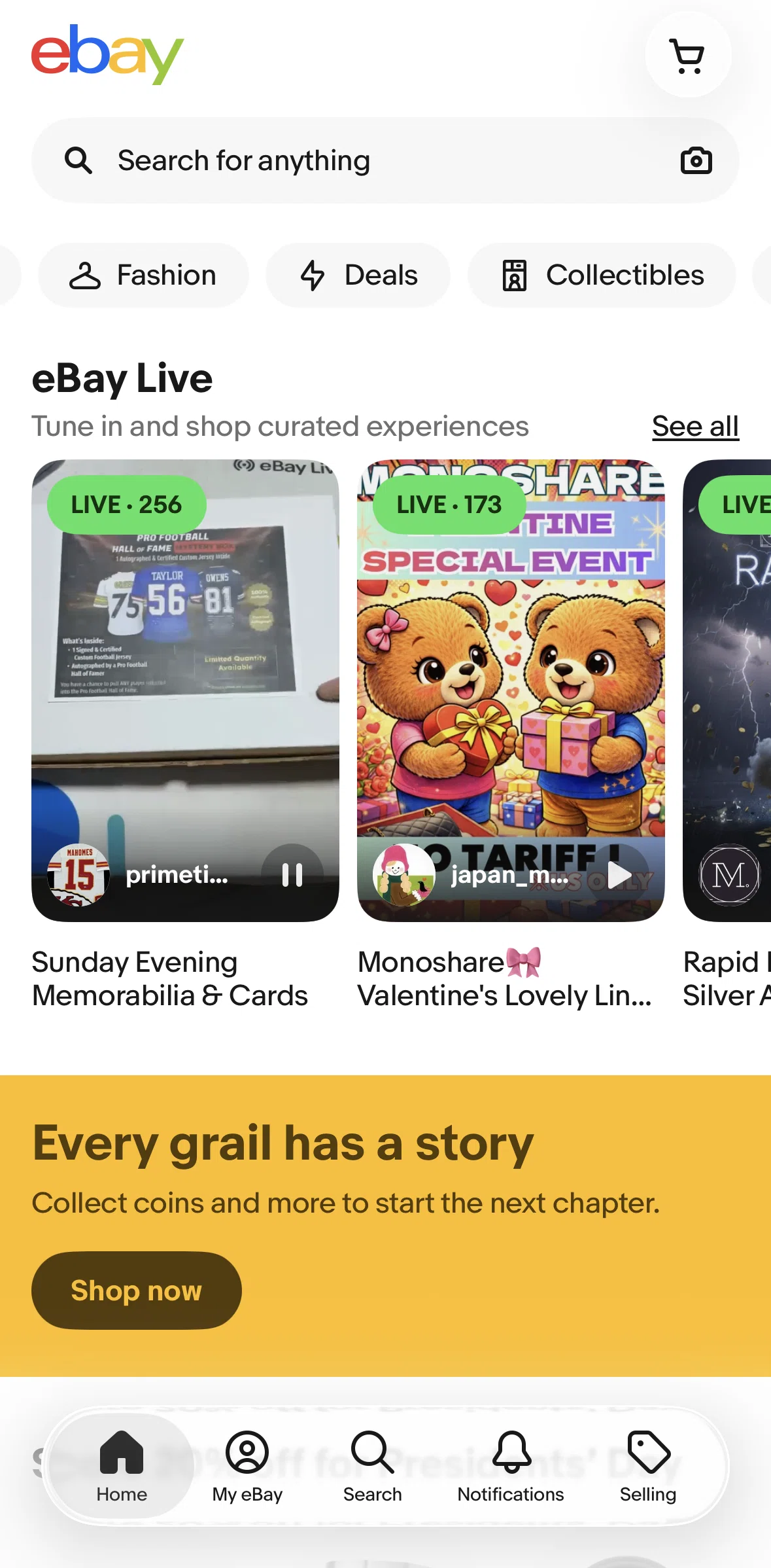 Ebay Screen screen in the Deals flow