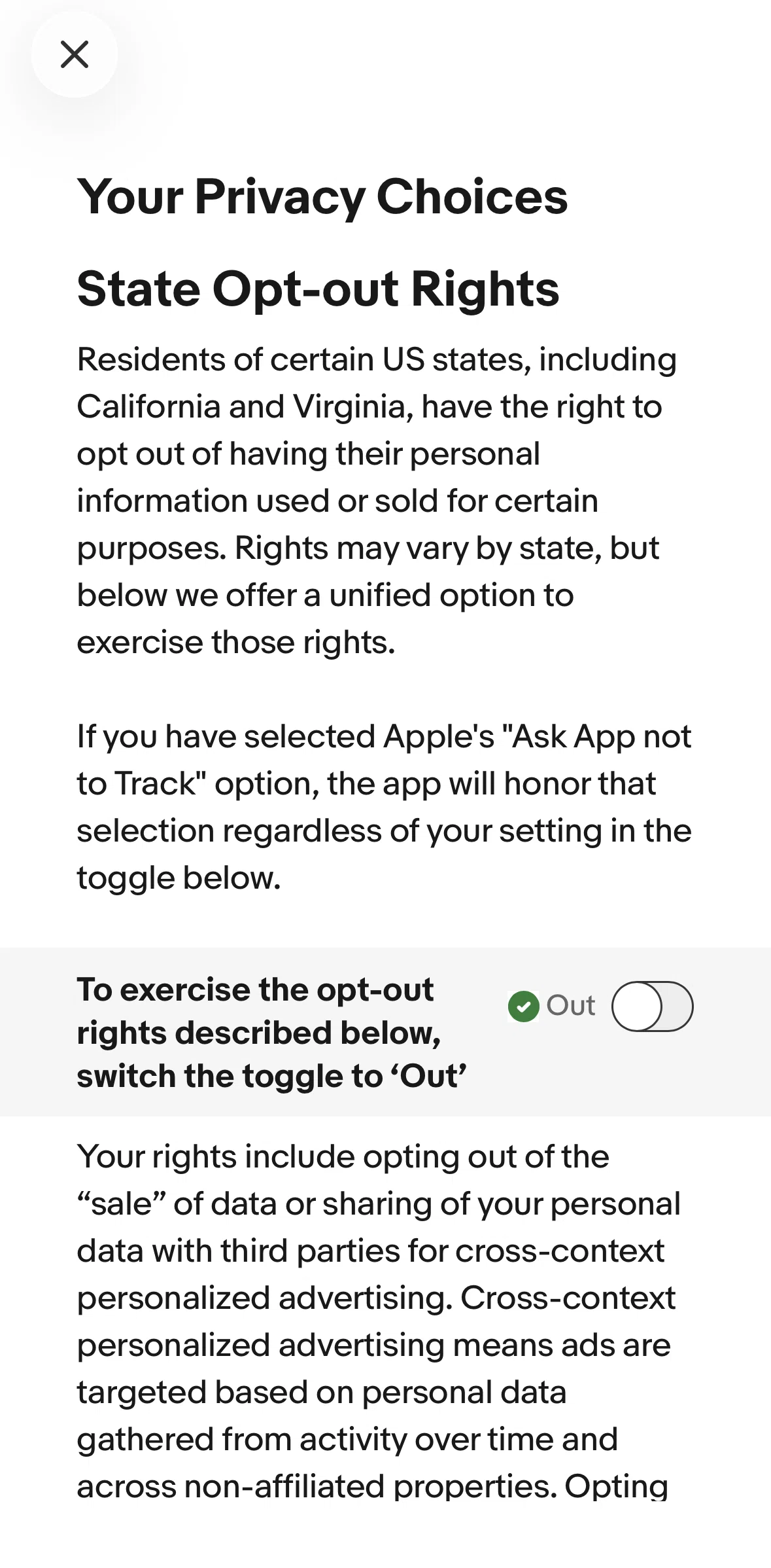 Ebay Screen screen in the Enabling personal information flow