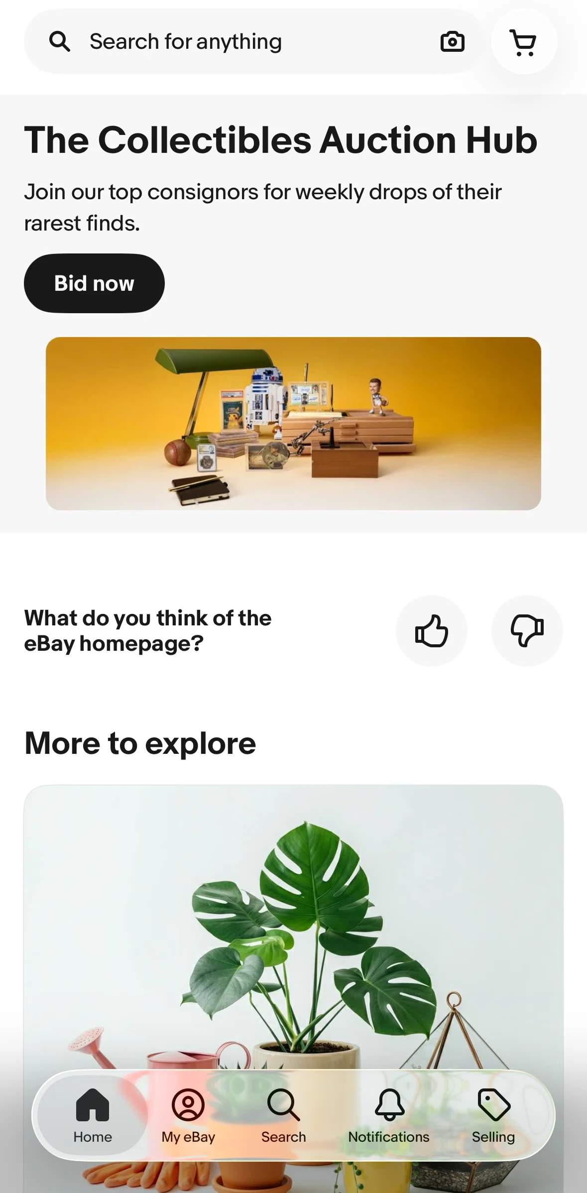 Ebay Screen screen in the Giving feedback (home) flow