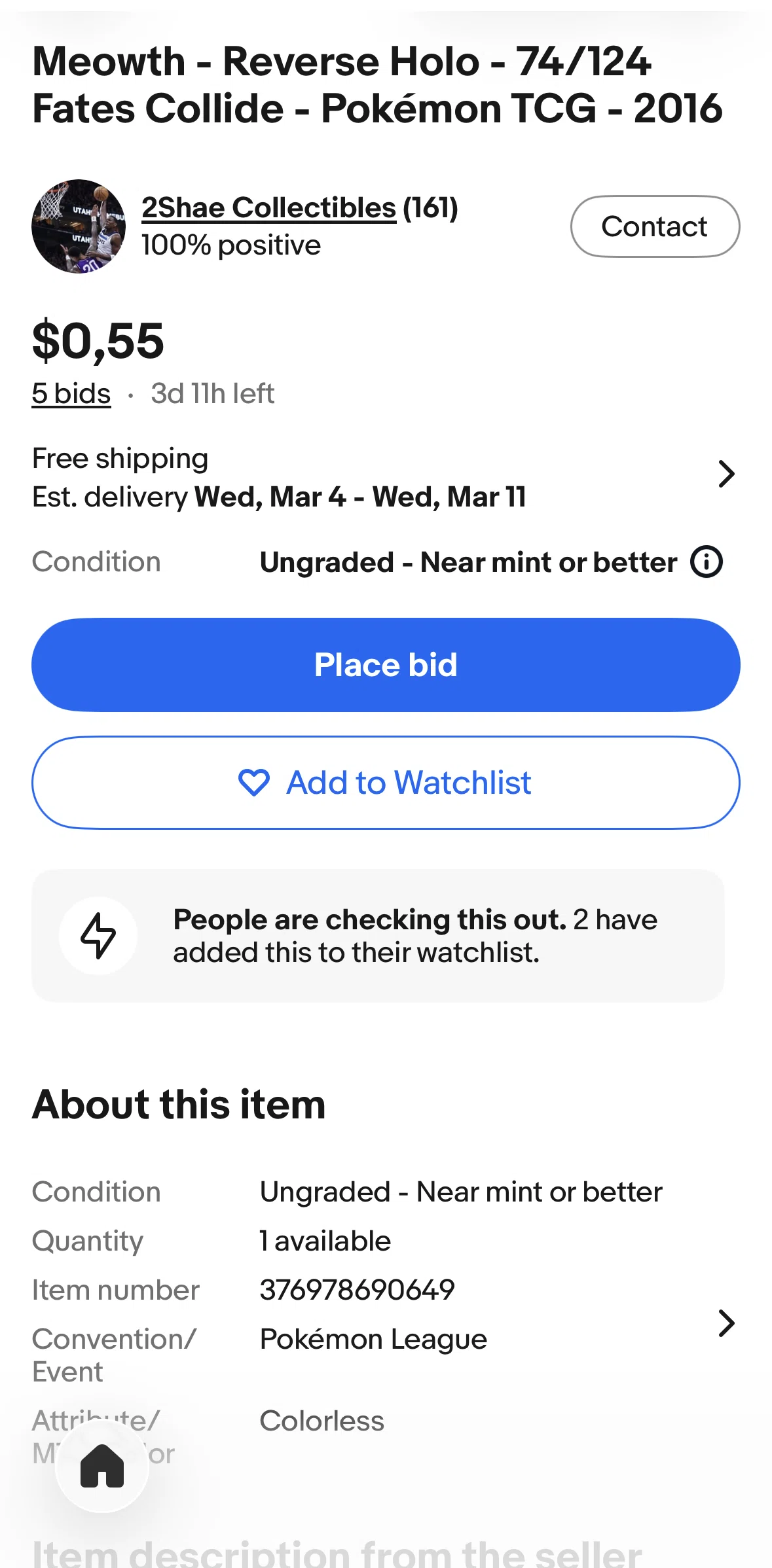 Ebay Screen screen in the Place a bid flow
