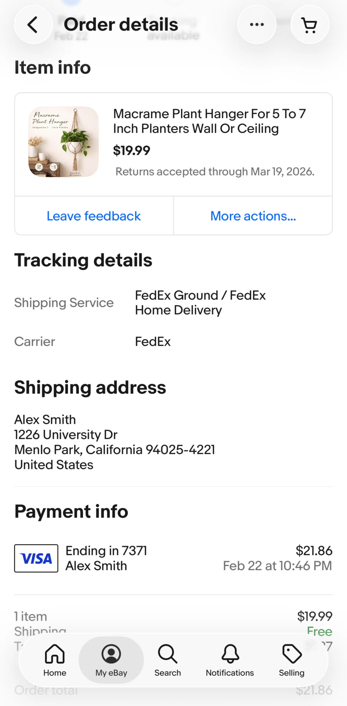 Ebay Screen screen in the Product has not arrived information flow