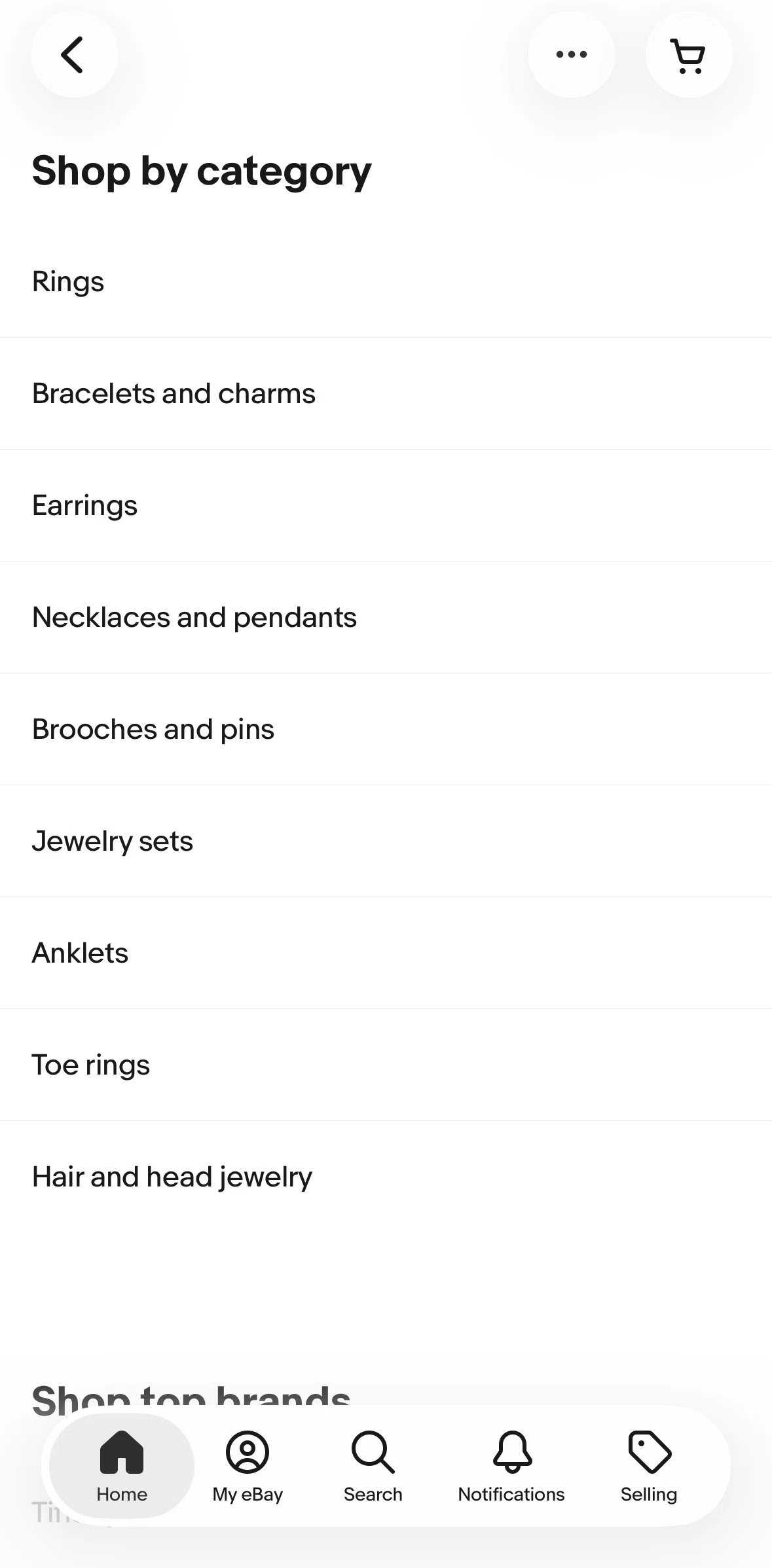 Ebay Screen screen in the Rings flow