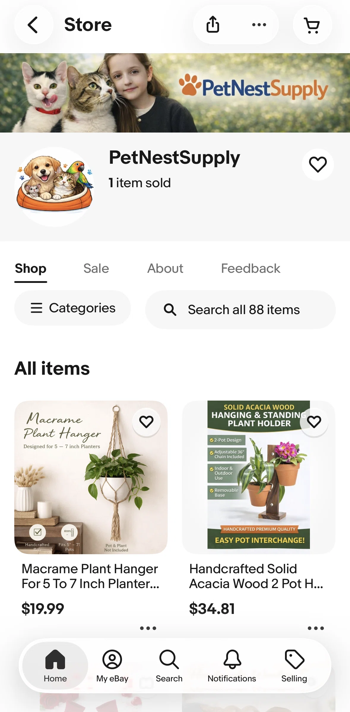 Ebay Screen screen in the Saving a store flow