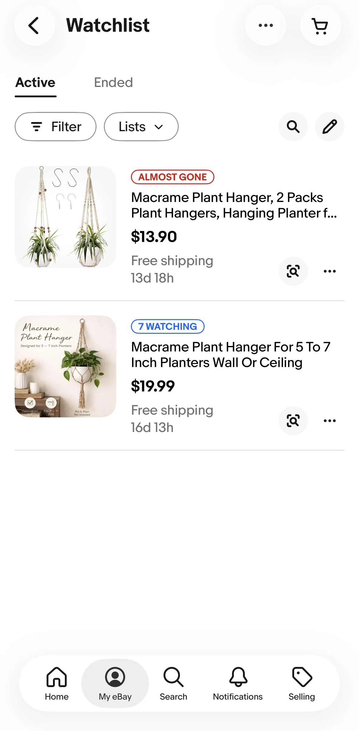 Ebay Screen screen in the Search similar product flow