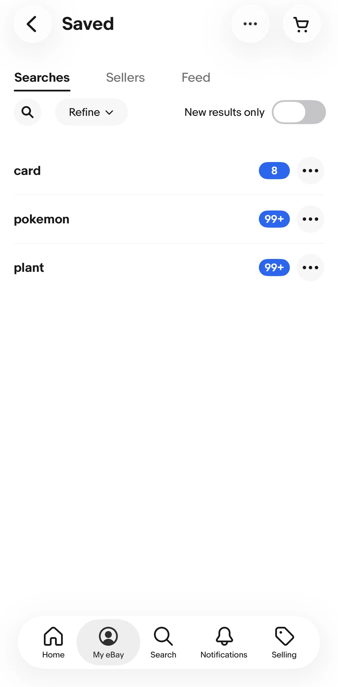 Ebay Screen screen in the Searches flow