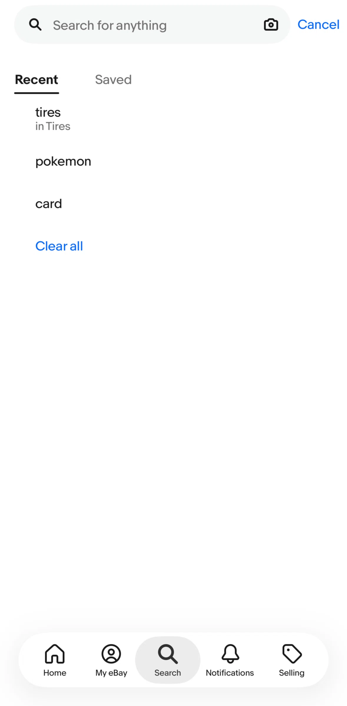 Ebay Screen screen in the Searching eBay (image input) flow