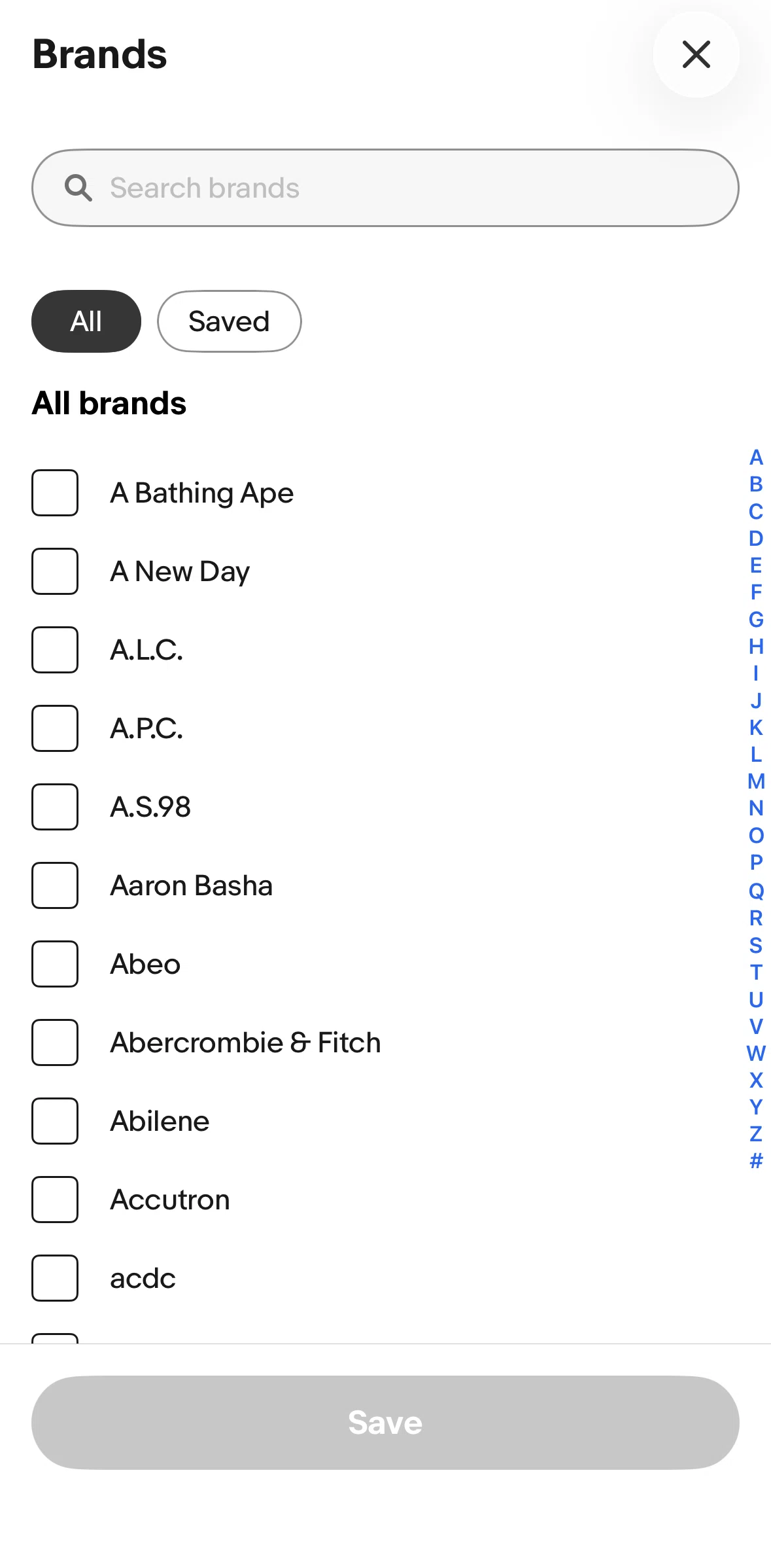 Ebay Screen screen in the Searching for brands flow