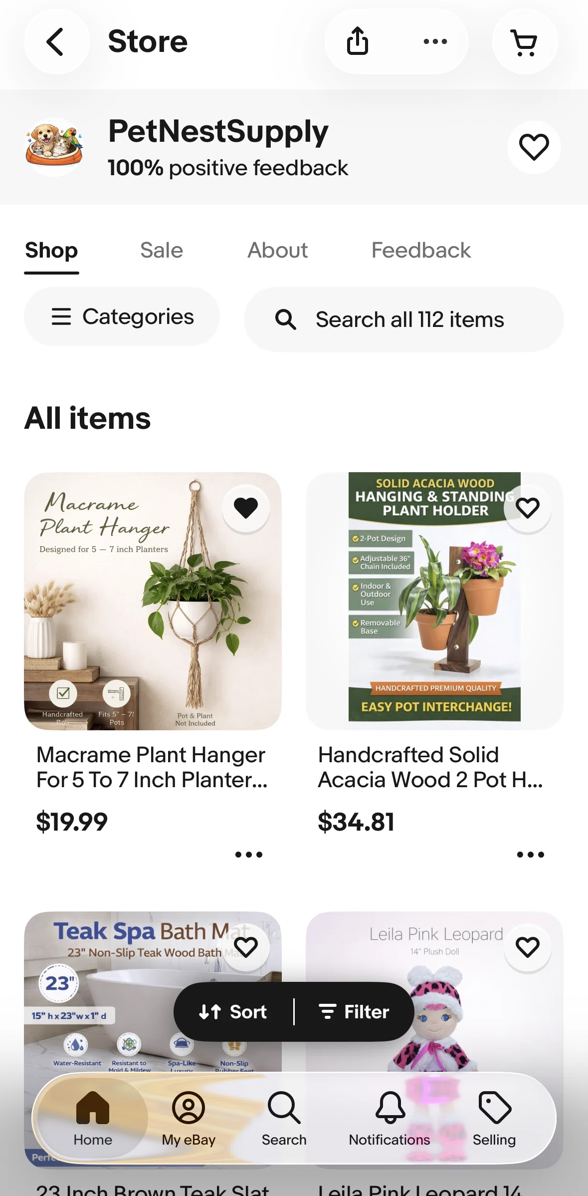 Ebay Screen screen in the Selecting a store category flow