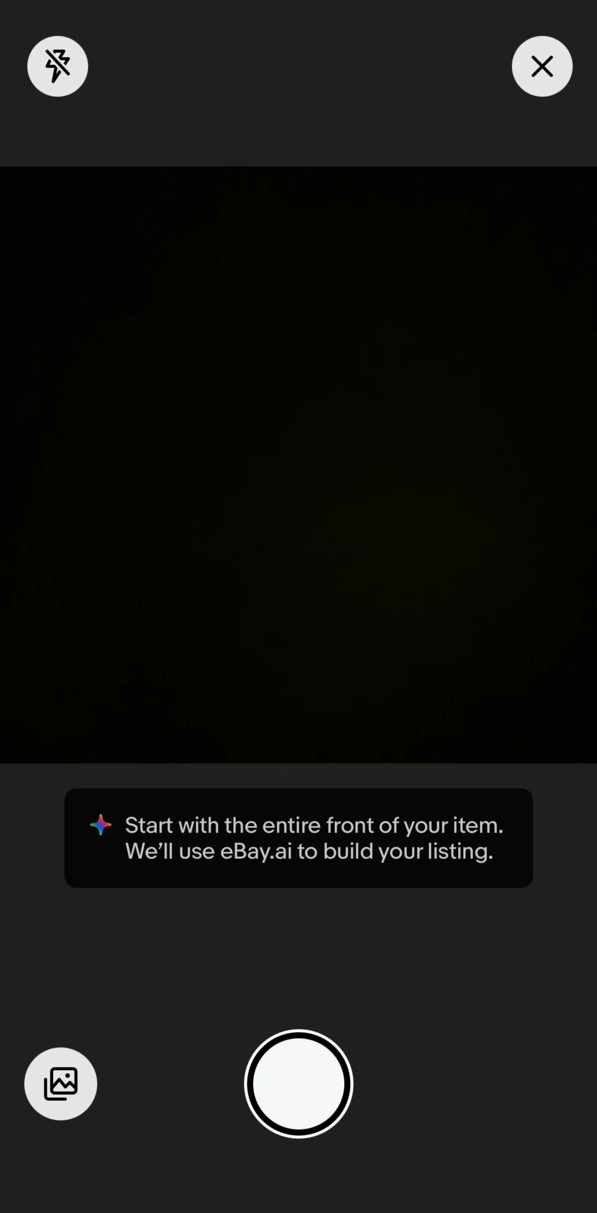 Ebay Screen screen in the Taking photos flow