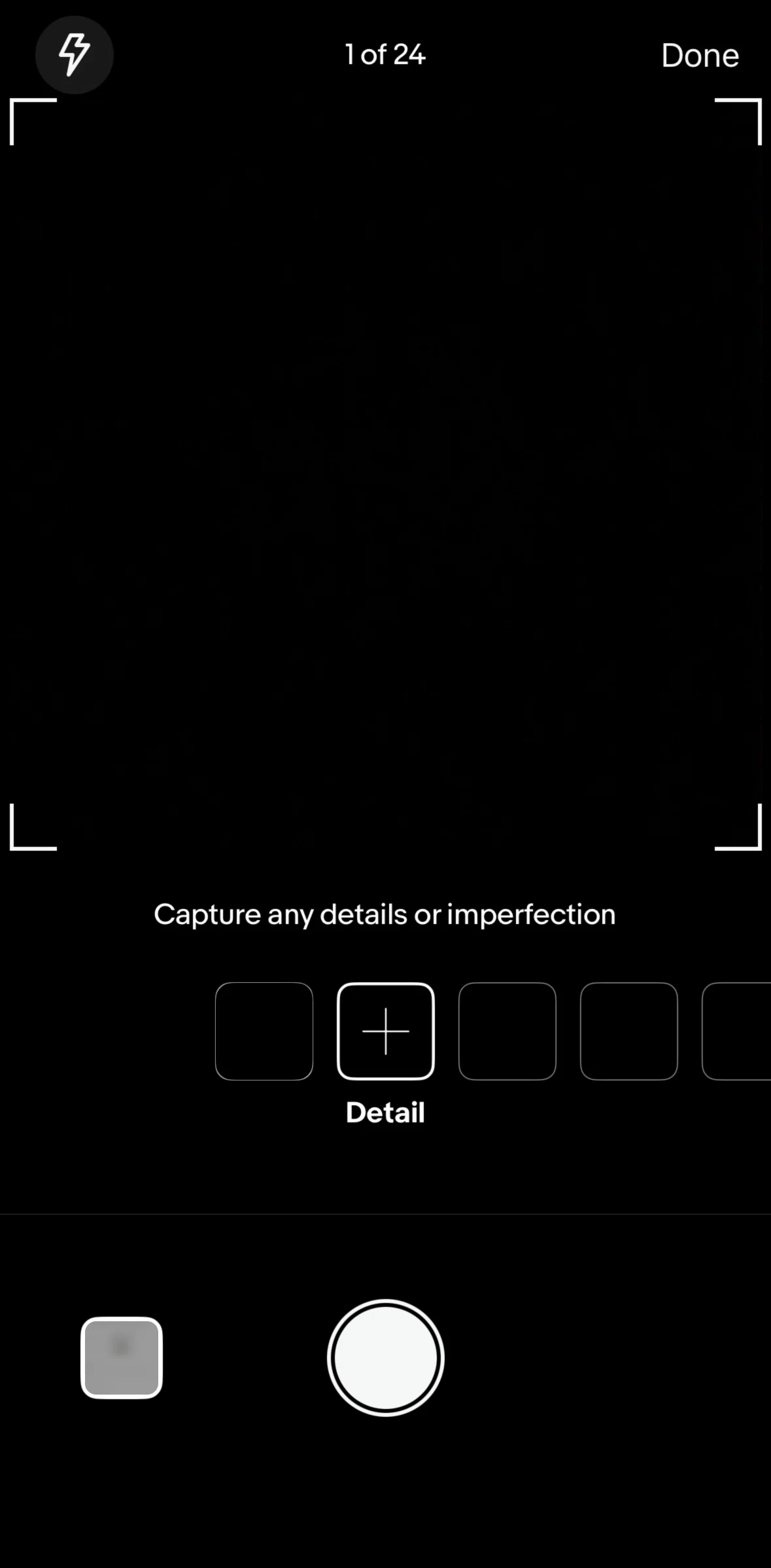 Ebay Screen screen in the Uploading photos and videos flow