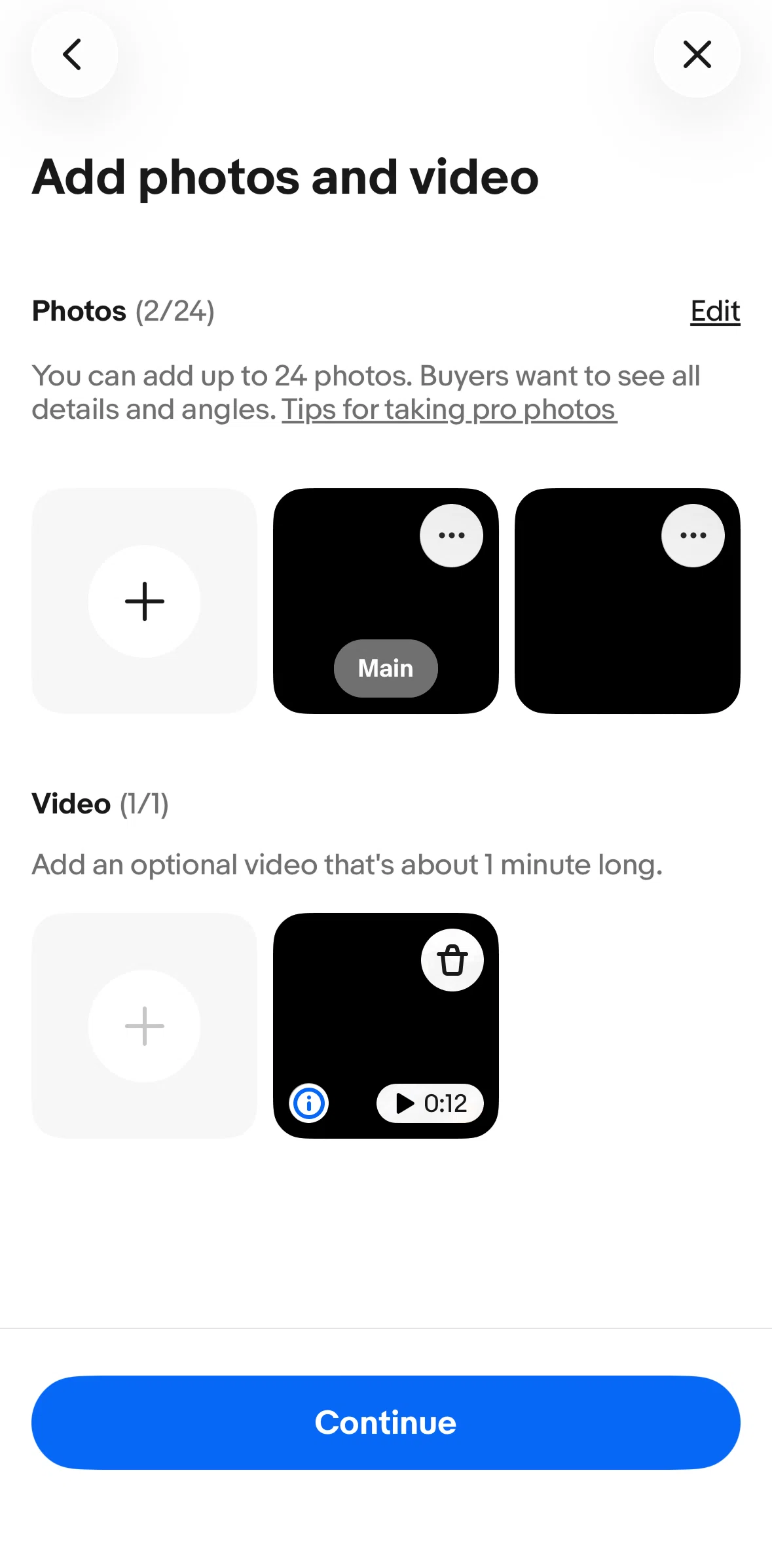 Ebay Screen screen in the Video processing information flow