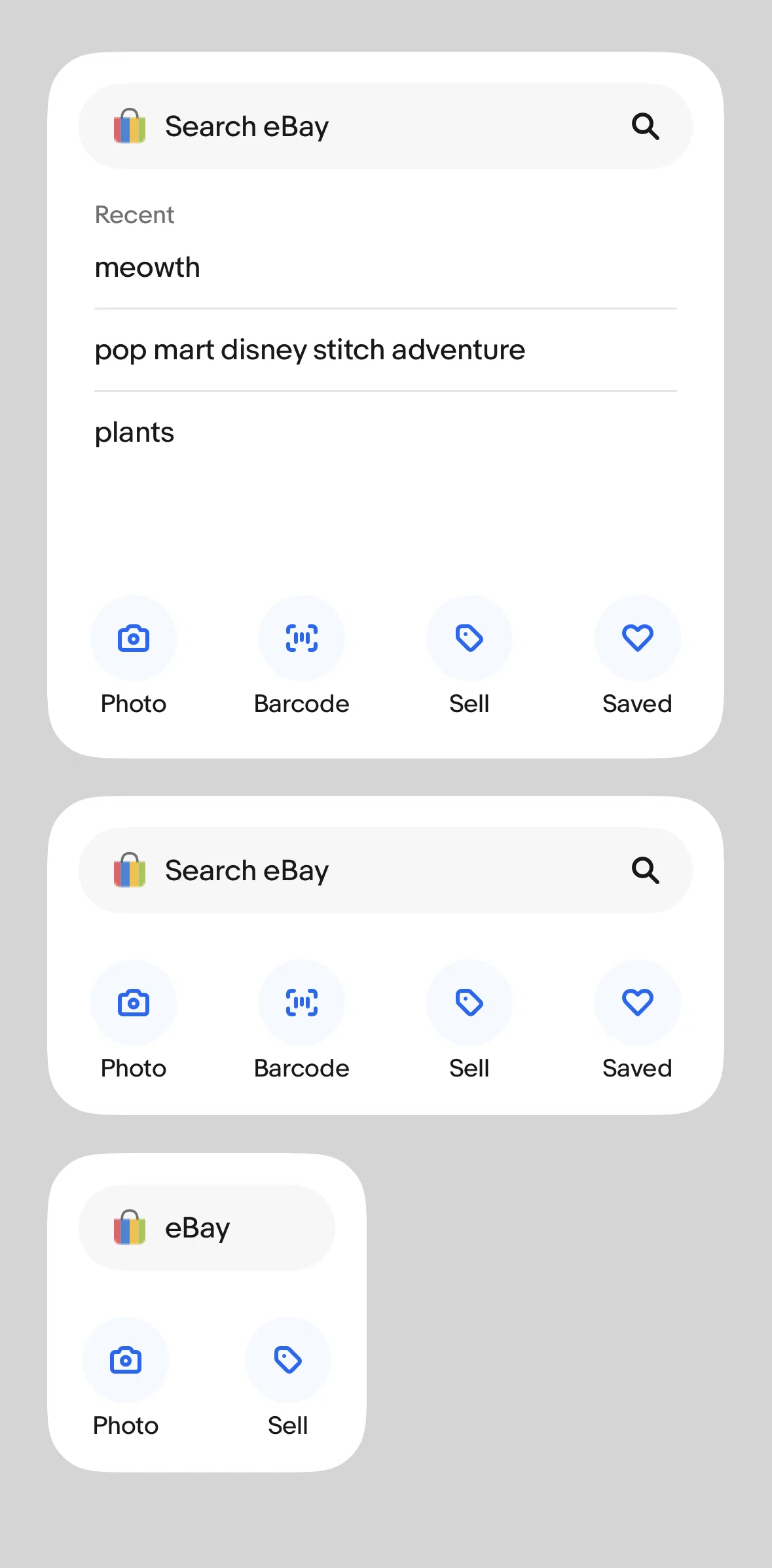 Ebay Screen screen in the Widgets flow