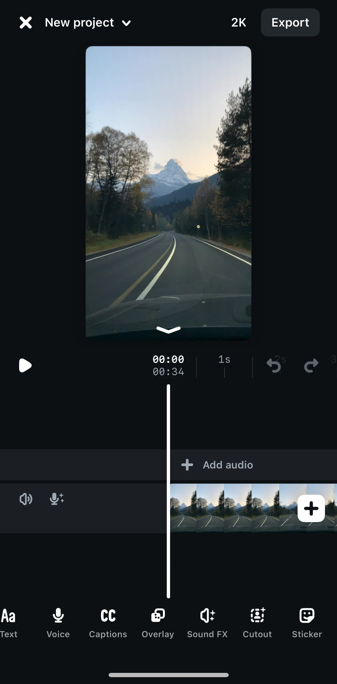 Edits Screen screen in the Adding sound FX flow