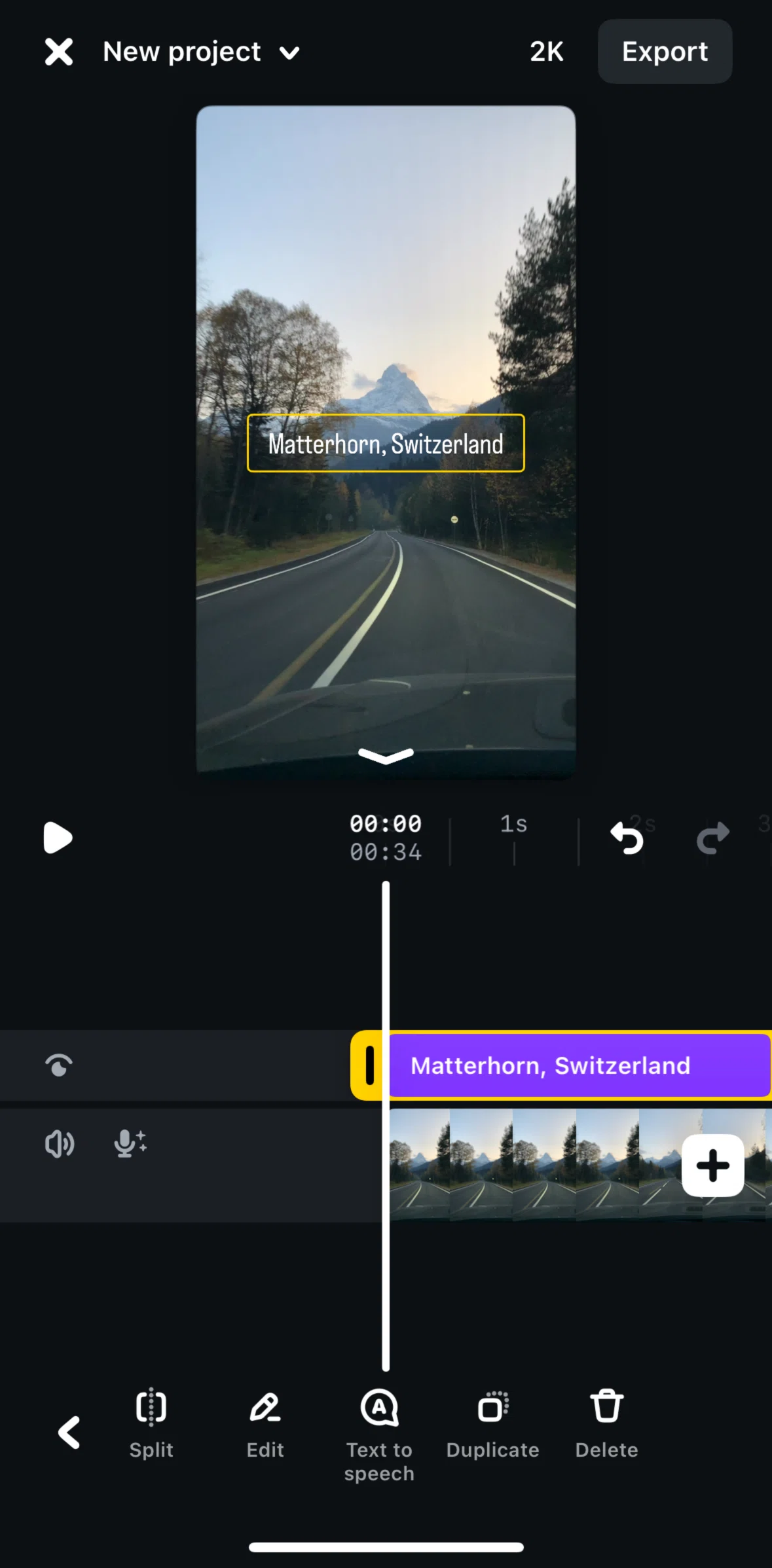 Edits Screen screen in the Applying text to speech flow