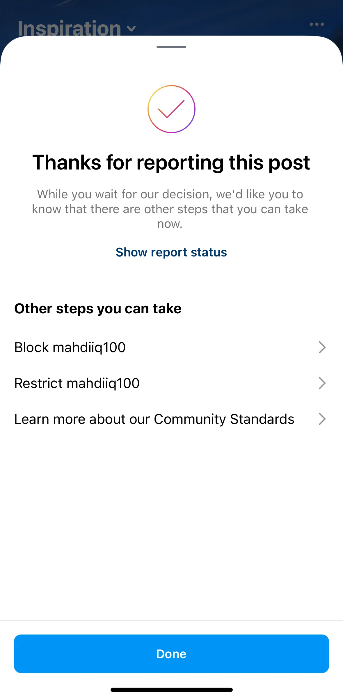 Edits Screen screen in the Blocking a user flow
