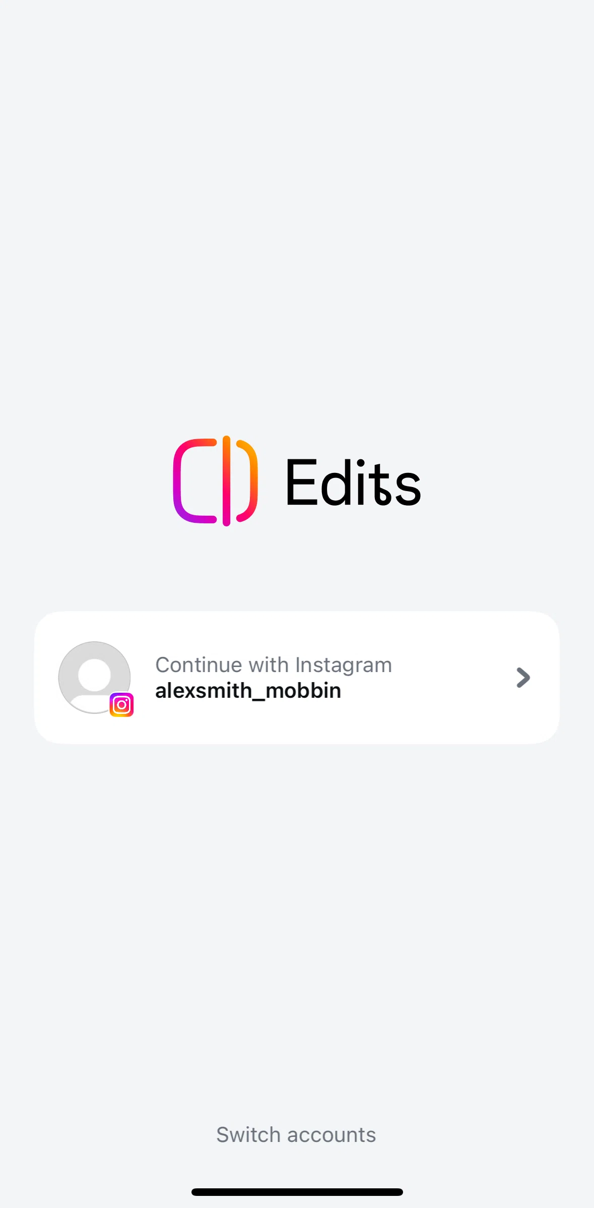 Edits Screen screen in the Logging in flow