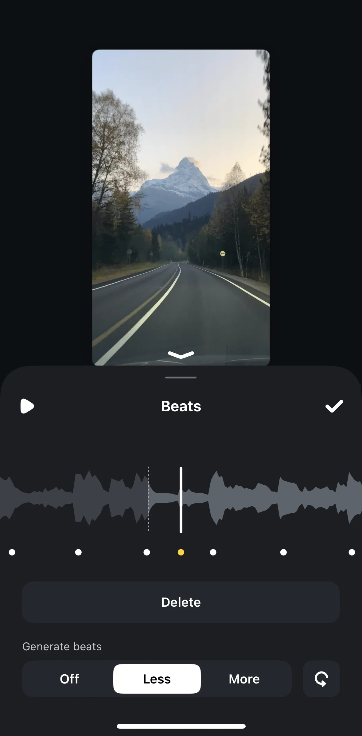 Edits Screen screen in the Resetting generated beats flow