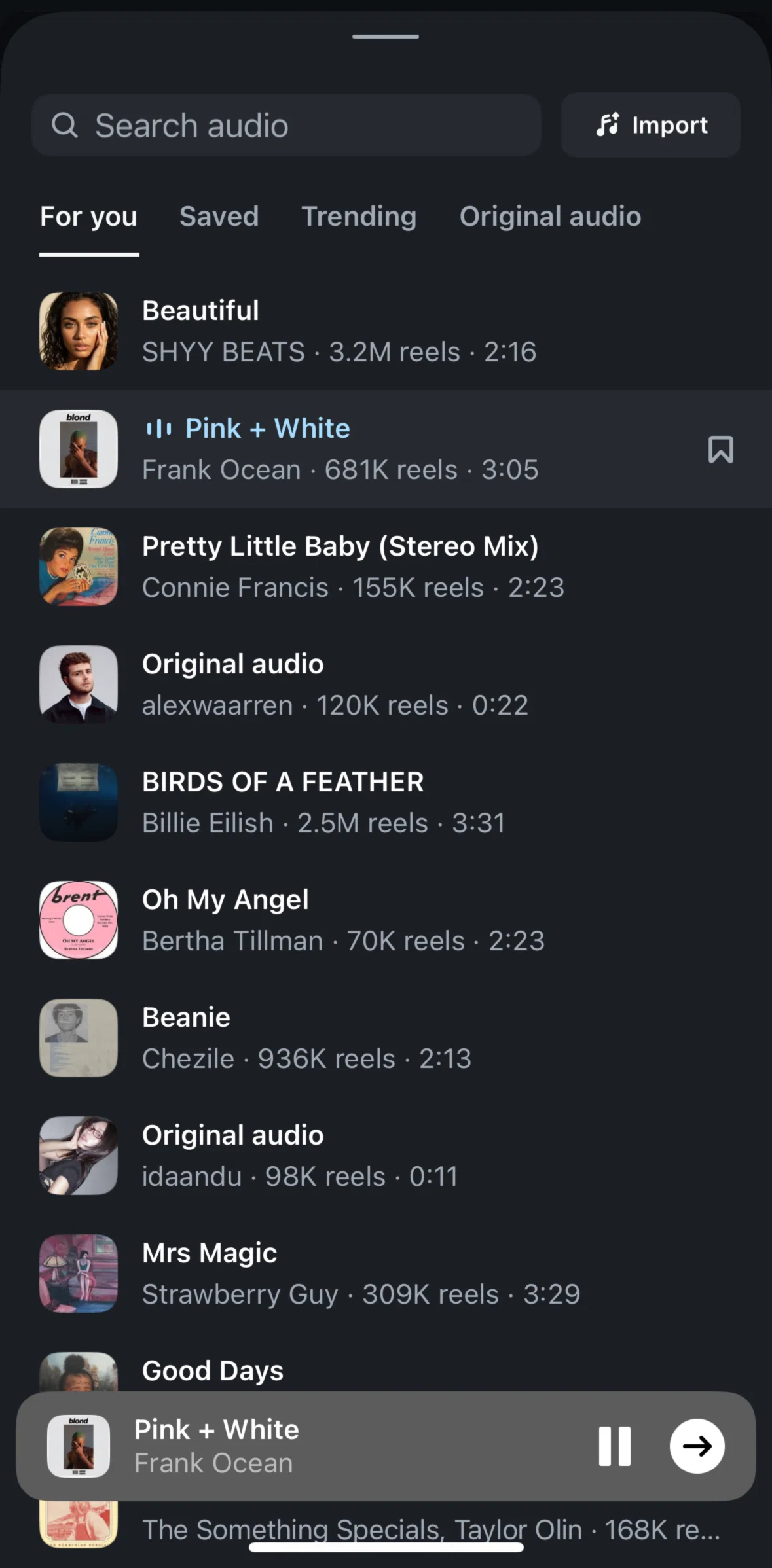 Edits Screen screen in the Saving an audio flow