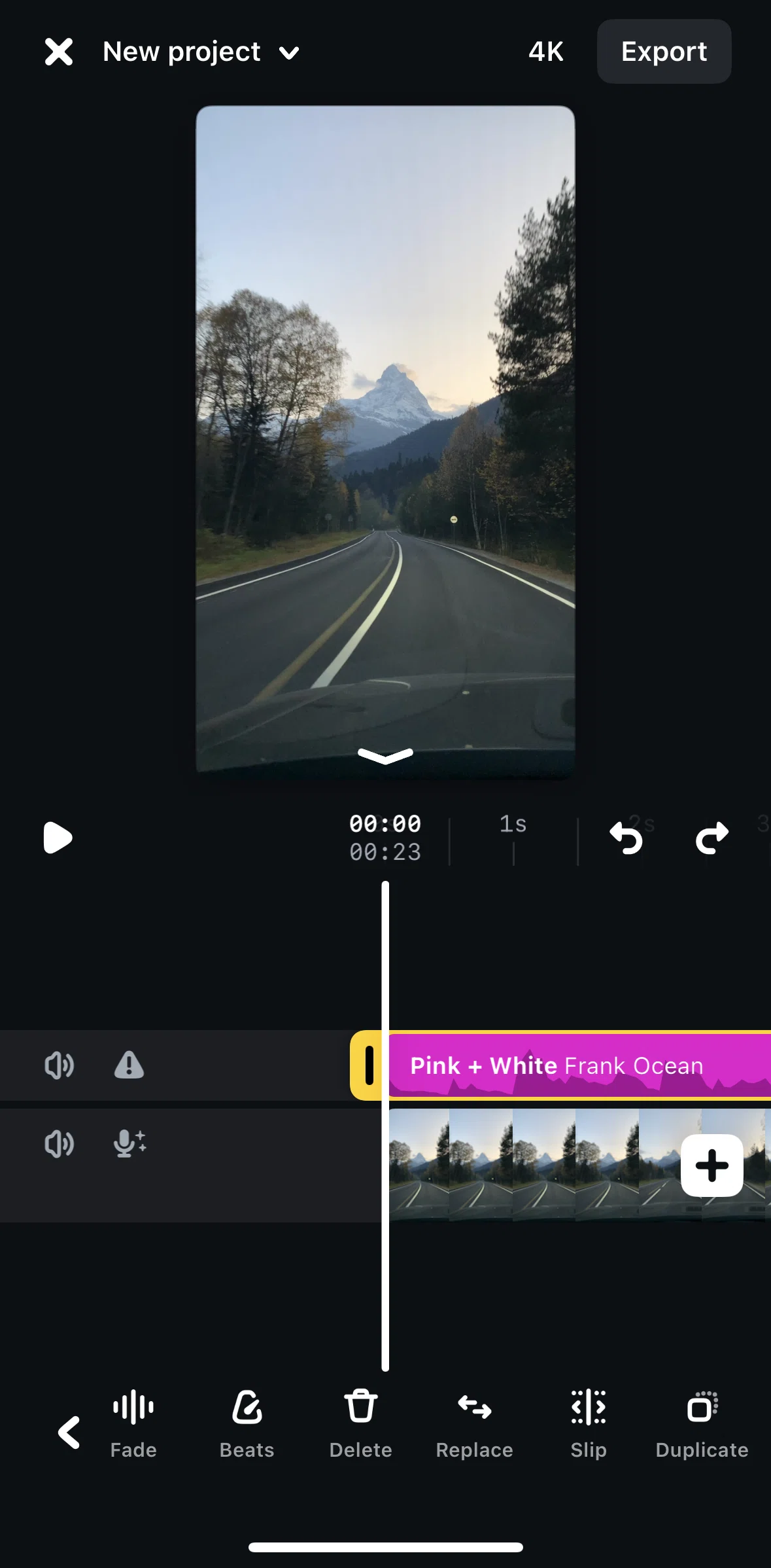 Edits Screen screen in the Selecting audio portion flow