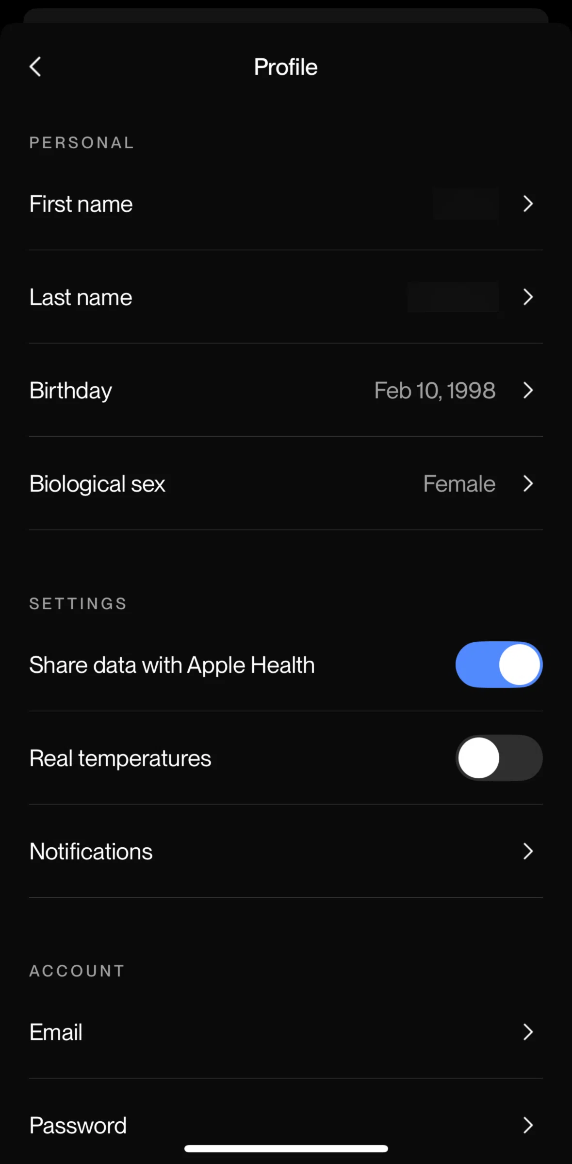 Eight Sleep Screen screen in the Notification settings flow