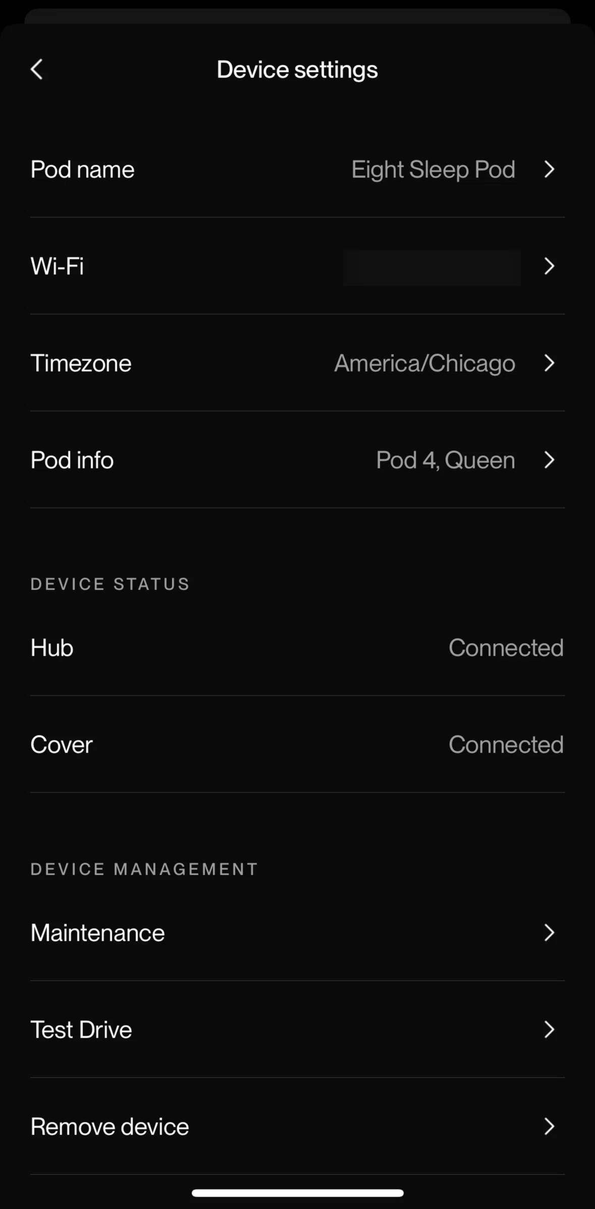 Eight Sleep Screen screen in the Removing a device flow