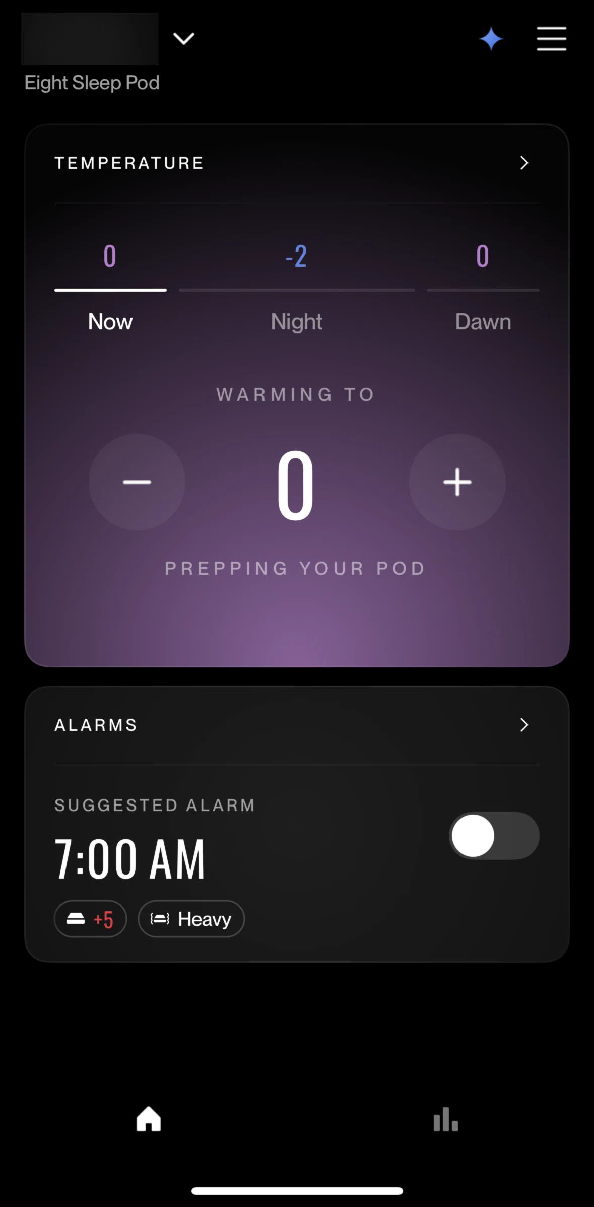 Eight Sleep Screen screen in the Temperature flow