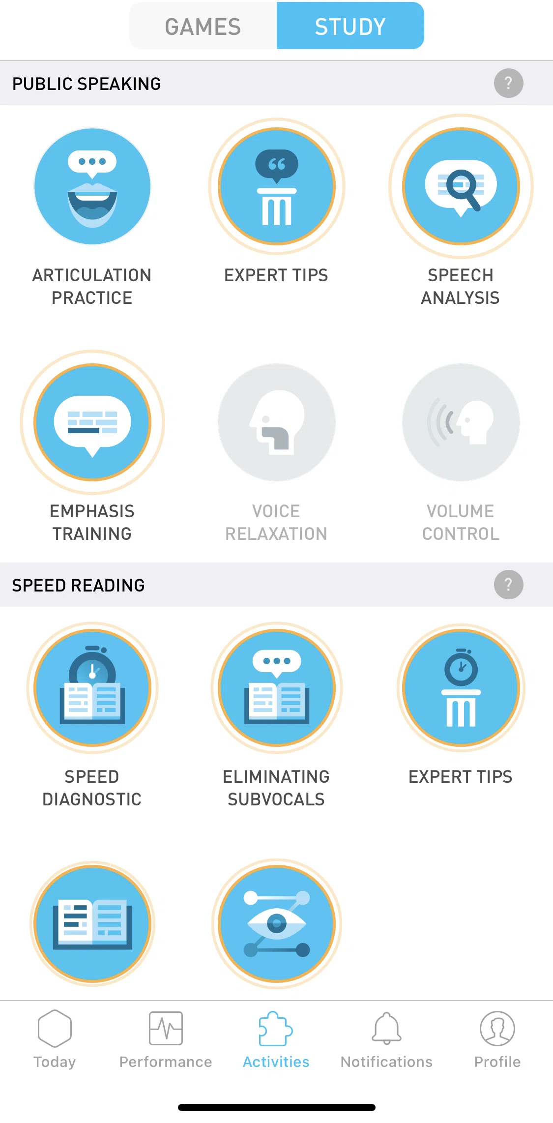 Elevate Screen screen in the Speed diagnostic flow