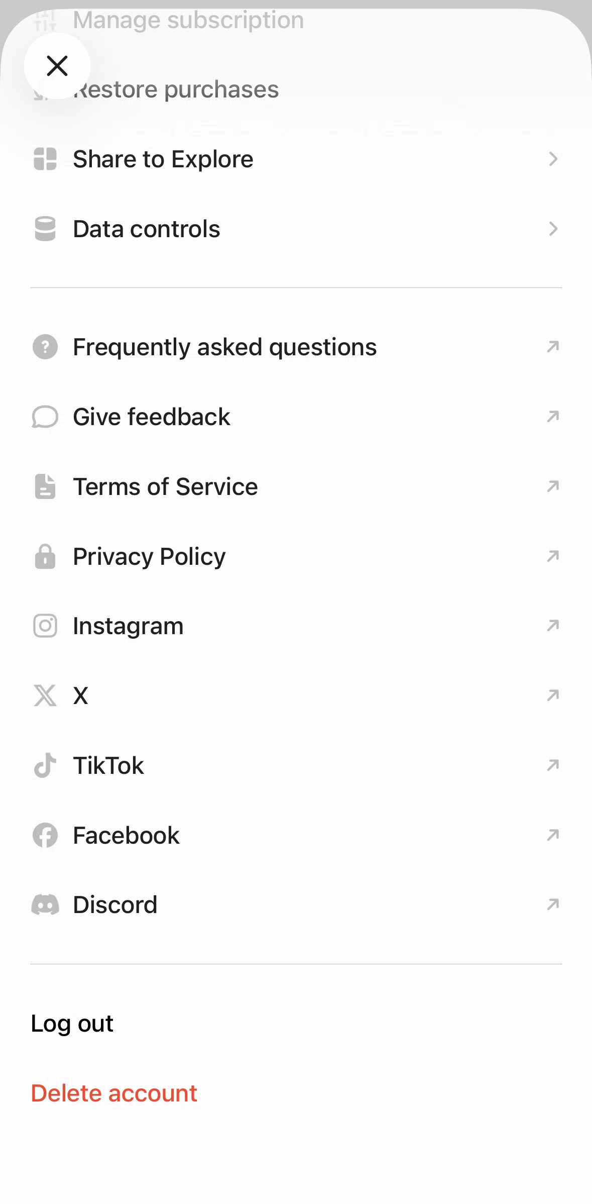 ElevenLabs Screen screen in the Deleting account flow
