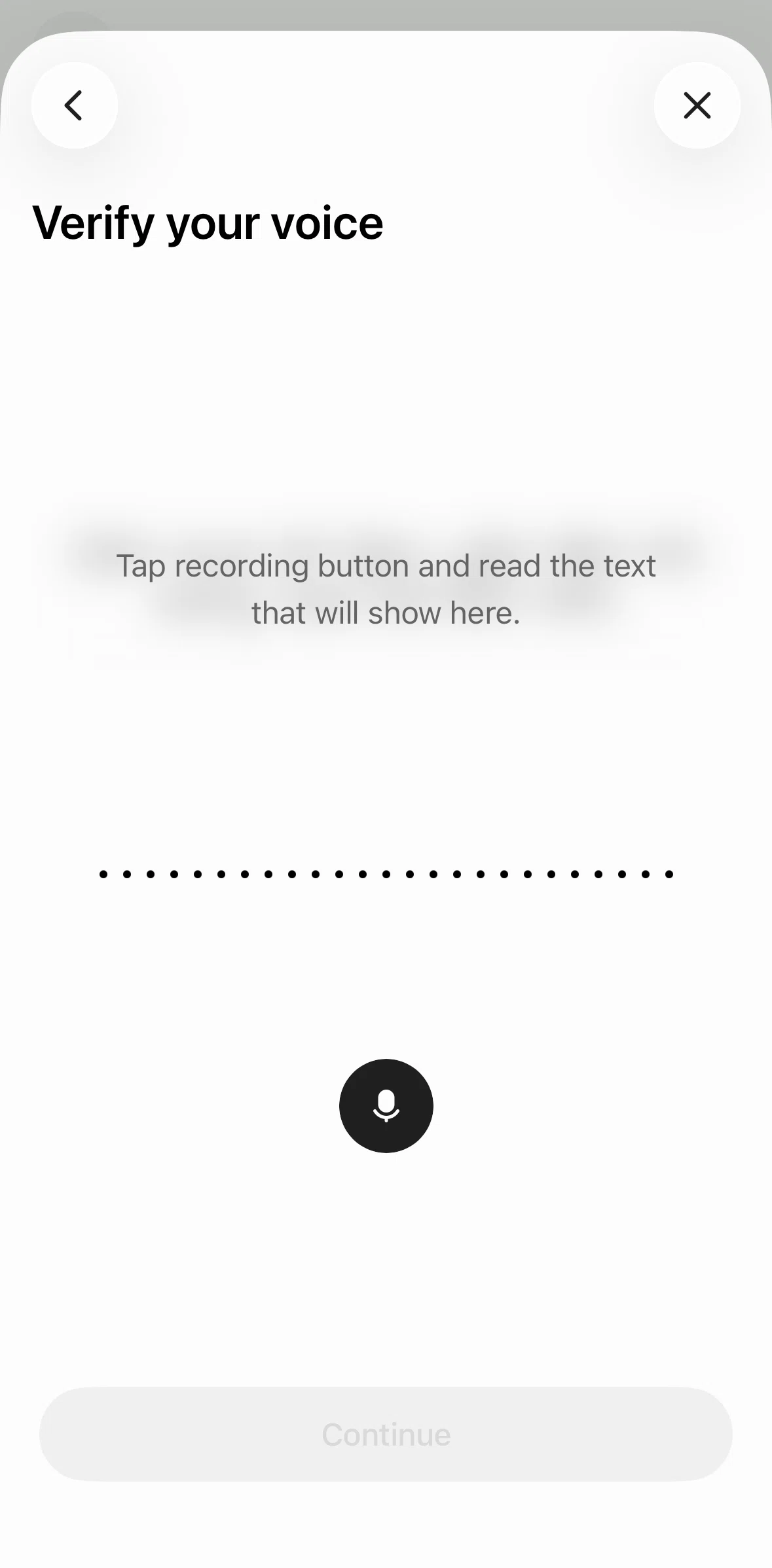 ElevenLabs Screen screen in the Recording an audio (professional voice clone) flow