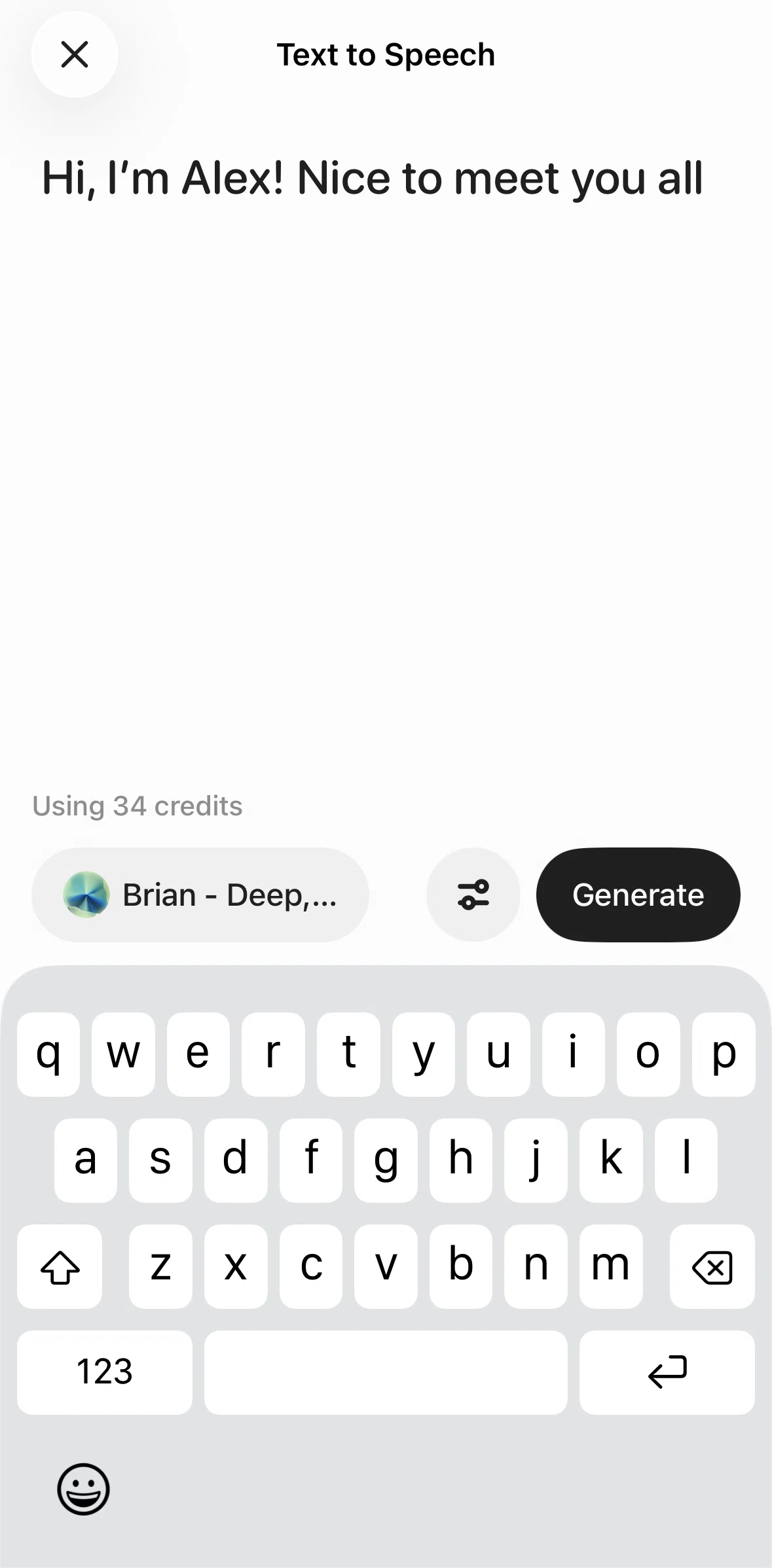 ElevenLabs Screen screen in the Updating speech settings flow