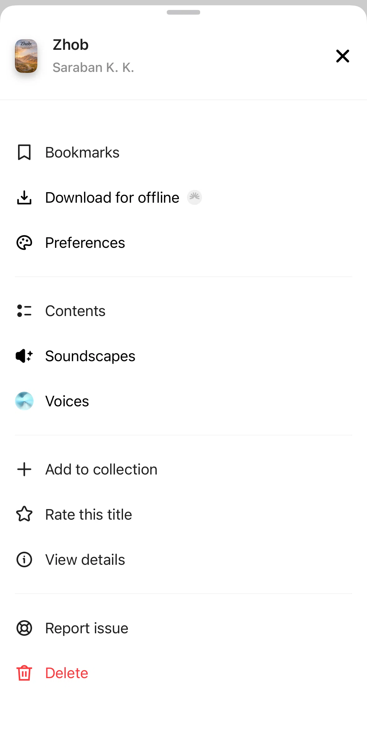 ElevenReader Screen screen in the Reporting an issue flow