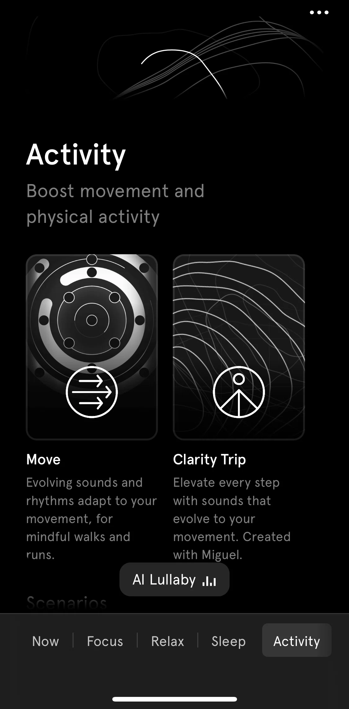 Endel Screen screen in the Activity flow