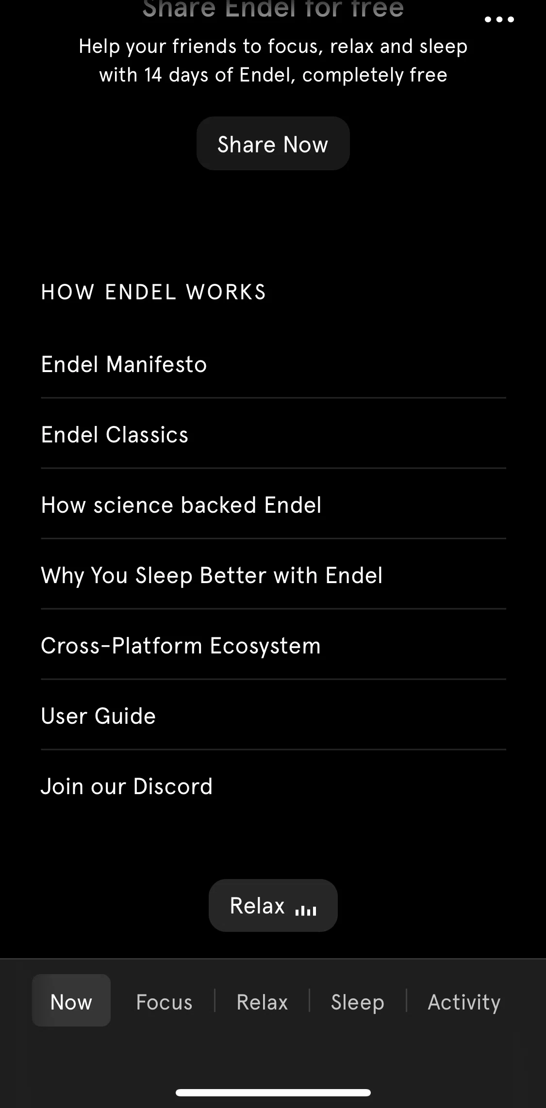 Endel Screen screen in the Article detail flow