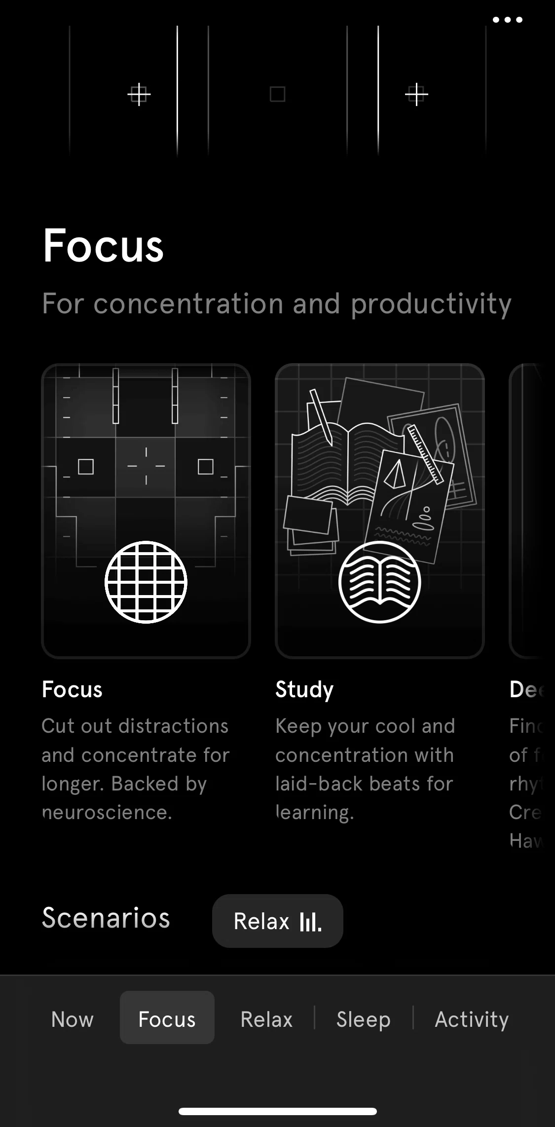 Endel Screen screen in the Focus flow