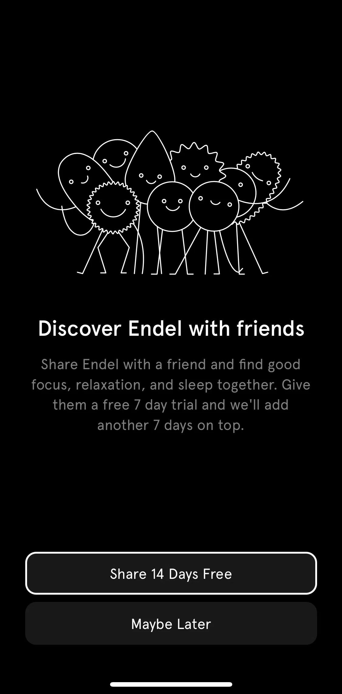 Endel Screen screen in the Inviting friends flow