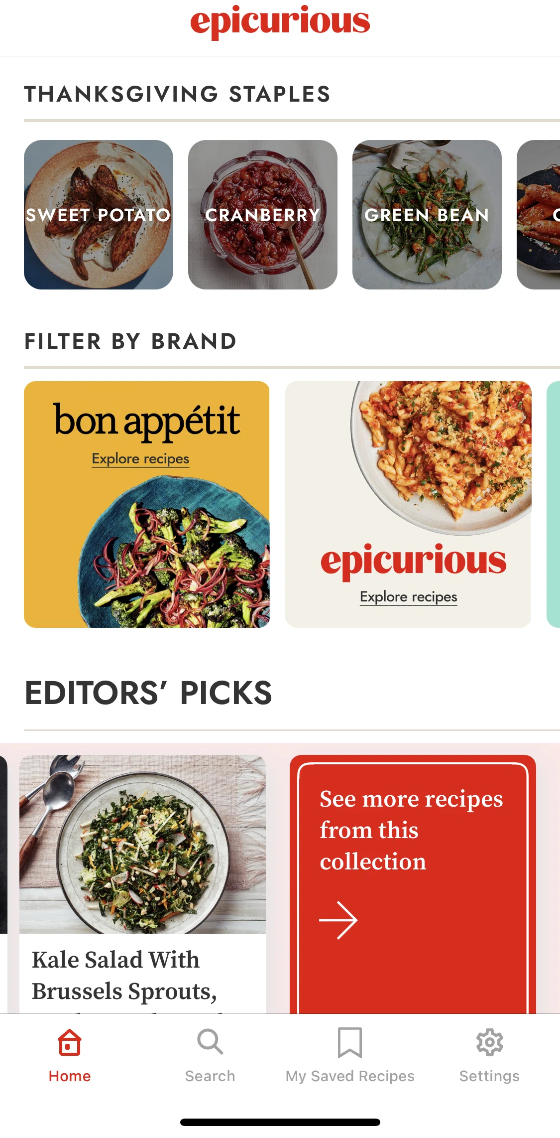 Epicurious Screen screen in the Collection detail flow