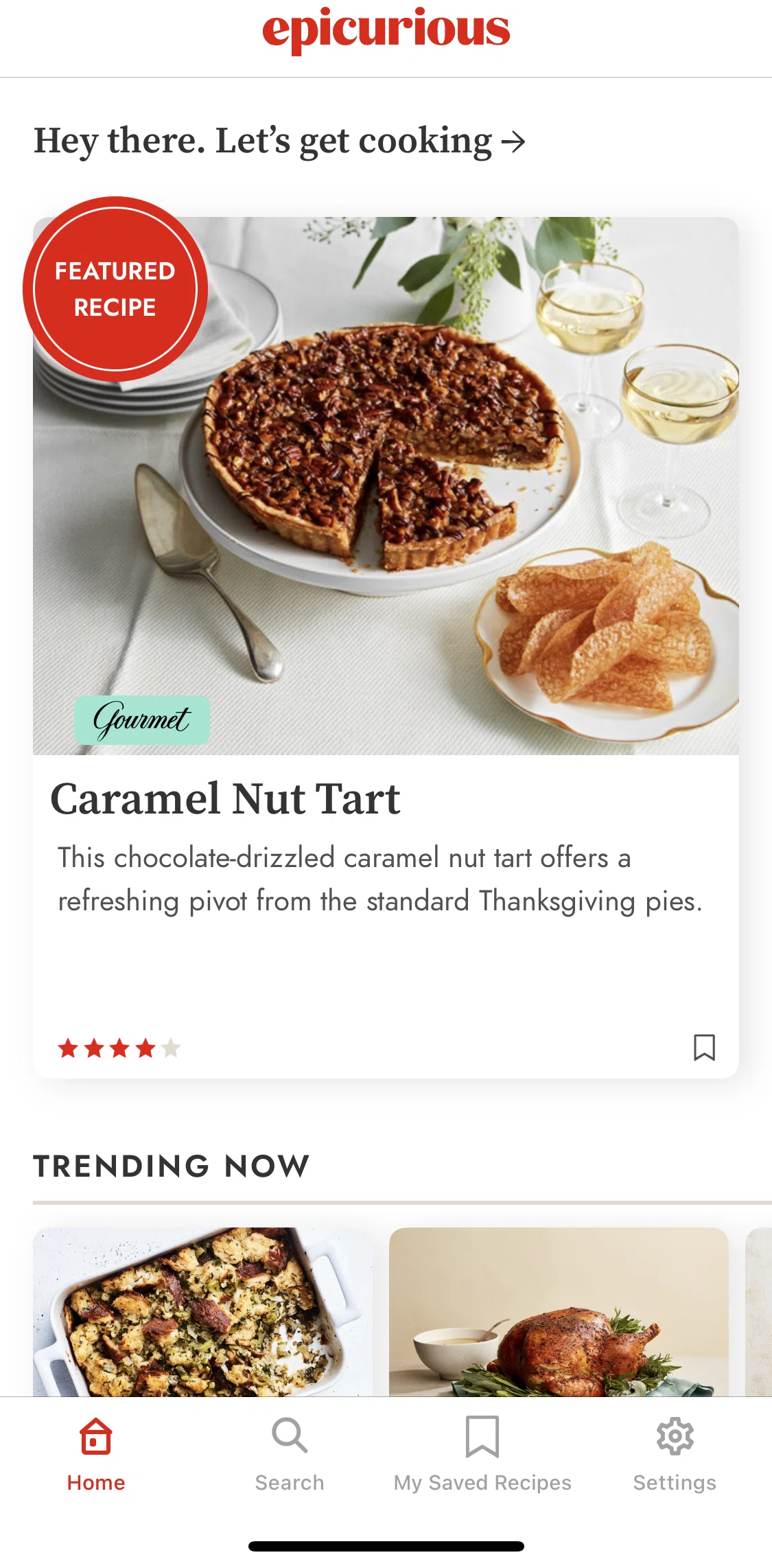 Epicurious Screen screen in the Home flow