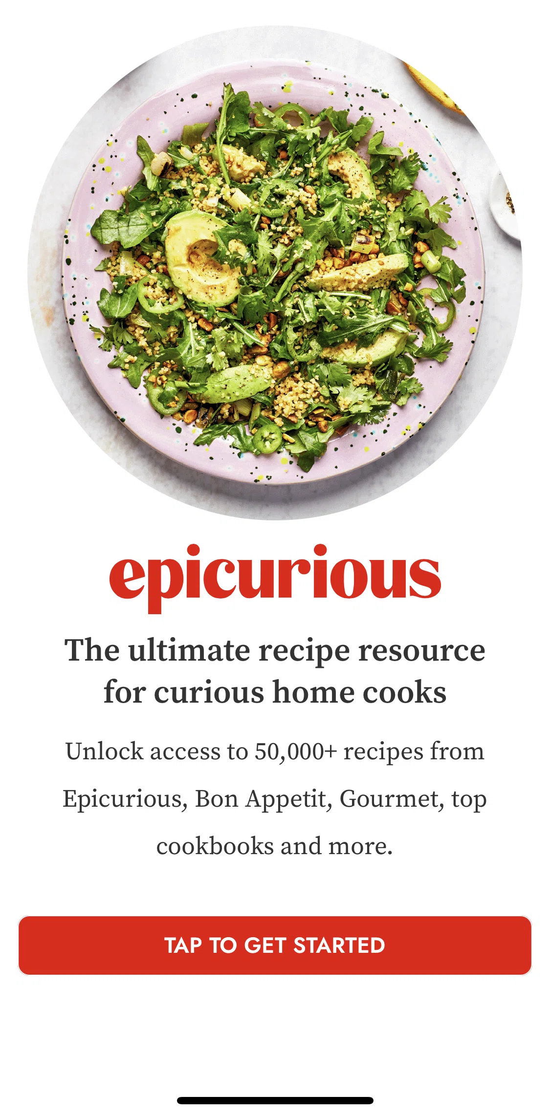 Epicurious Screen screen in the Onboarding flow
