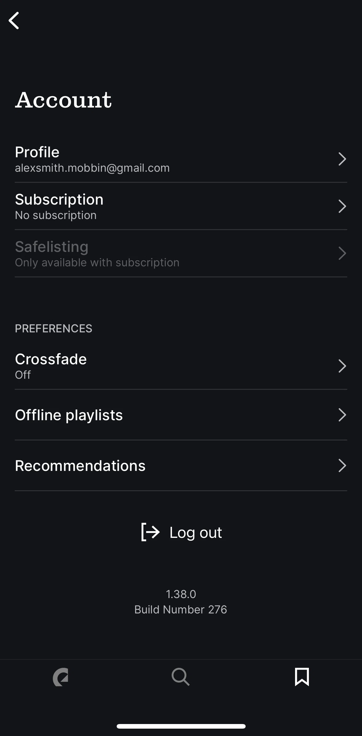 Epidemic Sound Screen screen in the Changing crossfade flow
