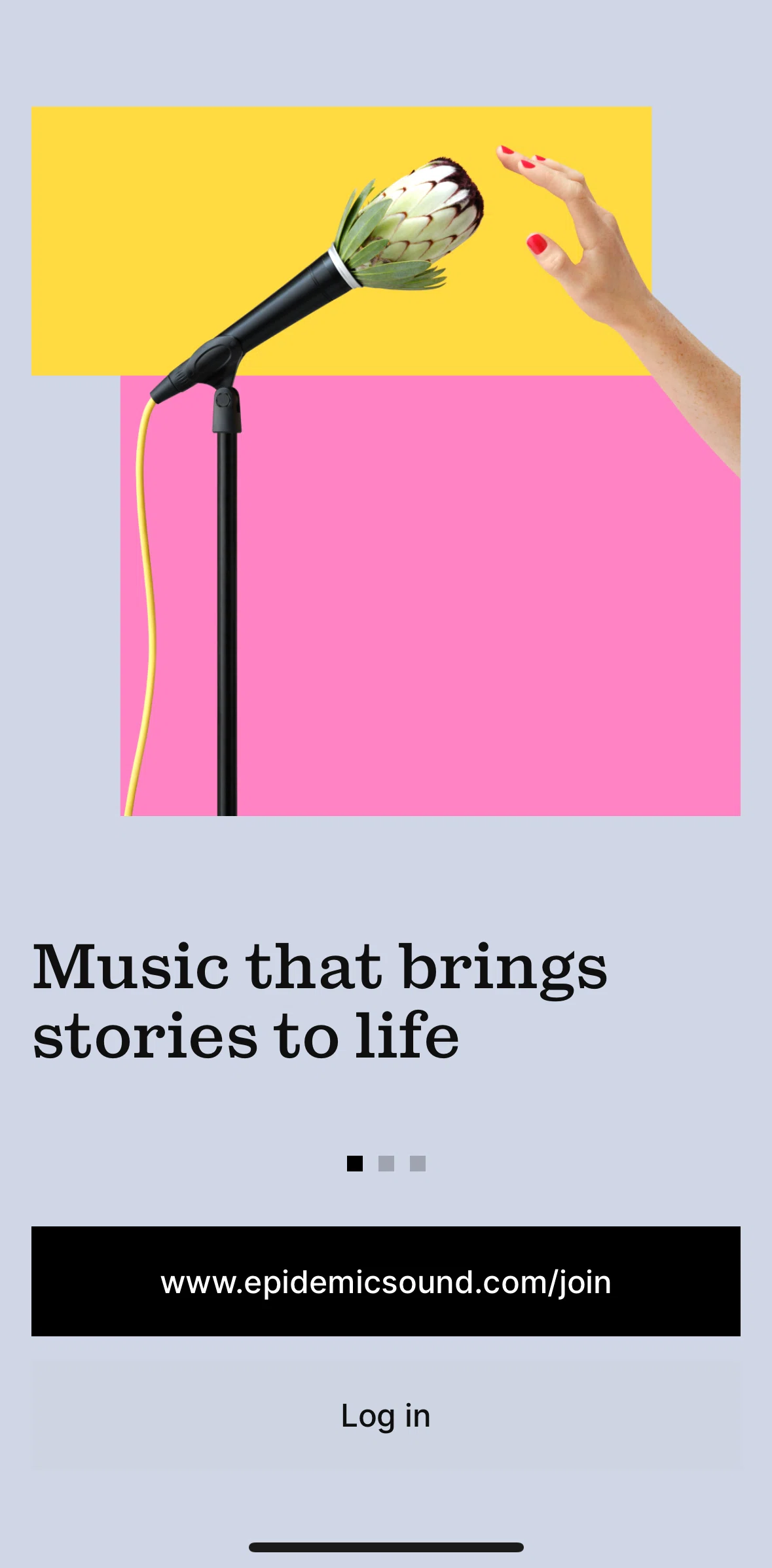 Epidemic Sound Screen screen in the Onboarding flow