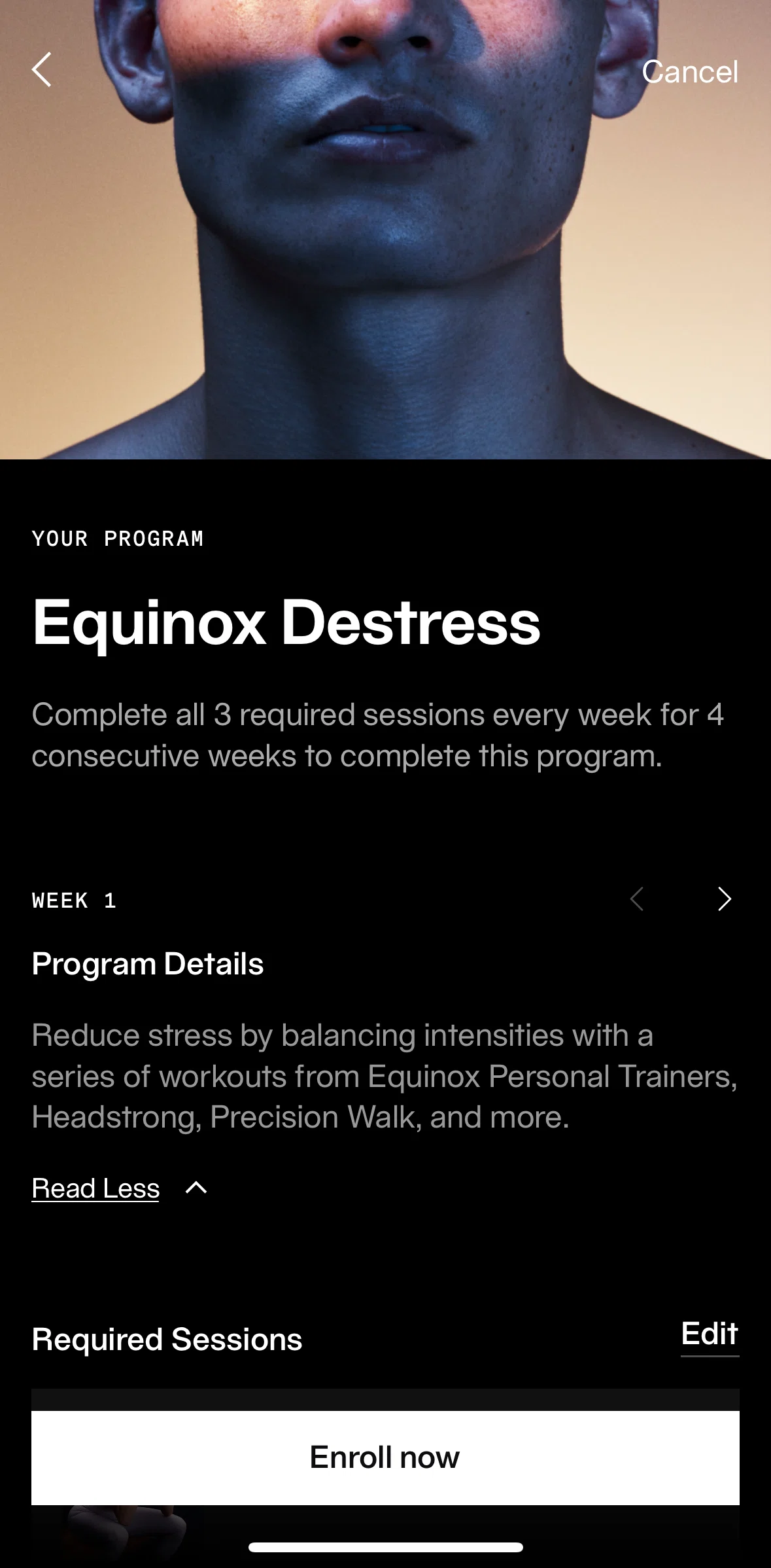 Equinox+ Screen screen in the Joining a program flow
