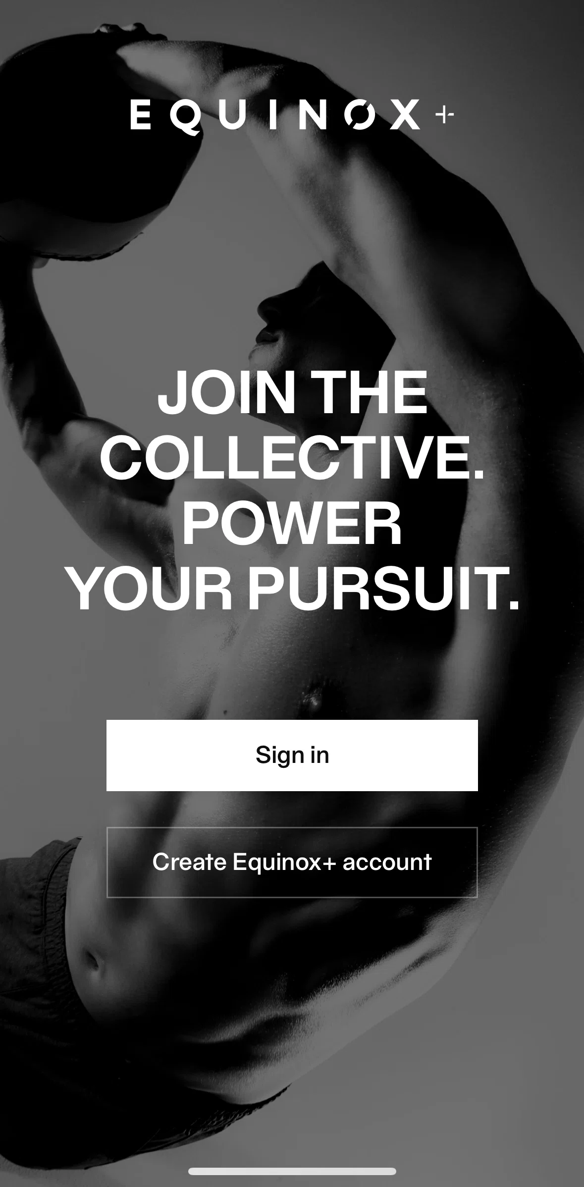 Equinox+ Screen screen in the Logging in flow